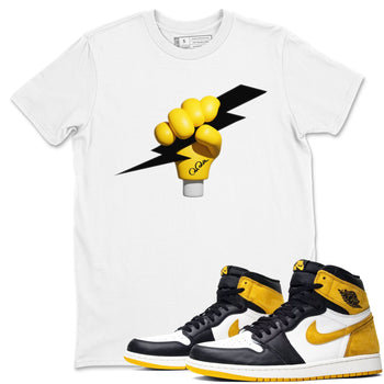 1s Yellow Ochre shirt to match jordans Grab The Thunder sneaker tees Air Jordan 1 Yellow Ochre SNRT Sneaker Release Tees unisex cotton White 1 crew neck shirt