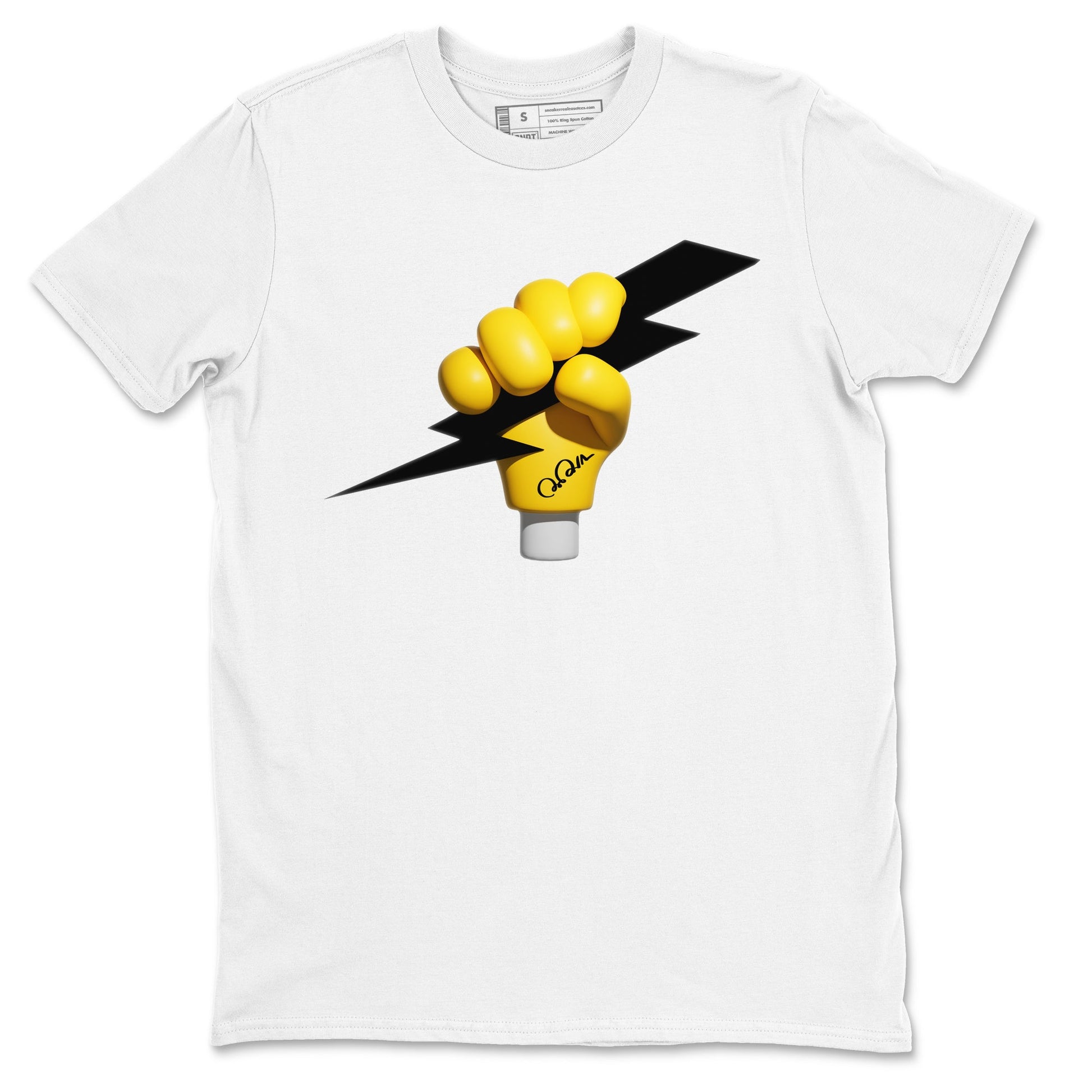 1s Yellow Ochre shirt to match jordans Grab The Thunder sneaker tees Air Jordan 1 Yellow Ochre SNRT Sneaker Release Tees unisex cotton White 2 crew neck shirt