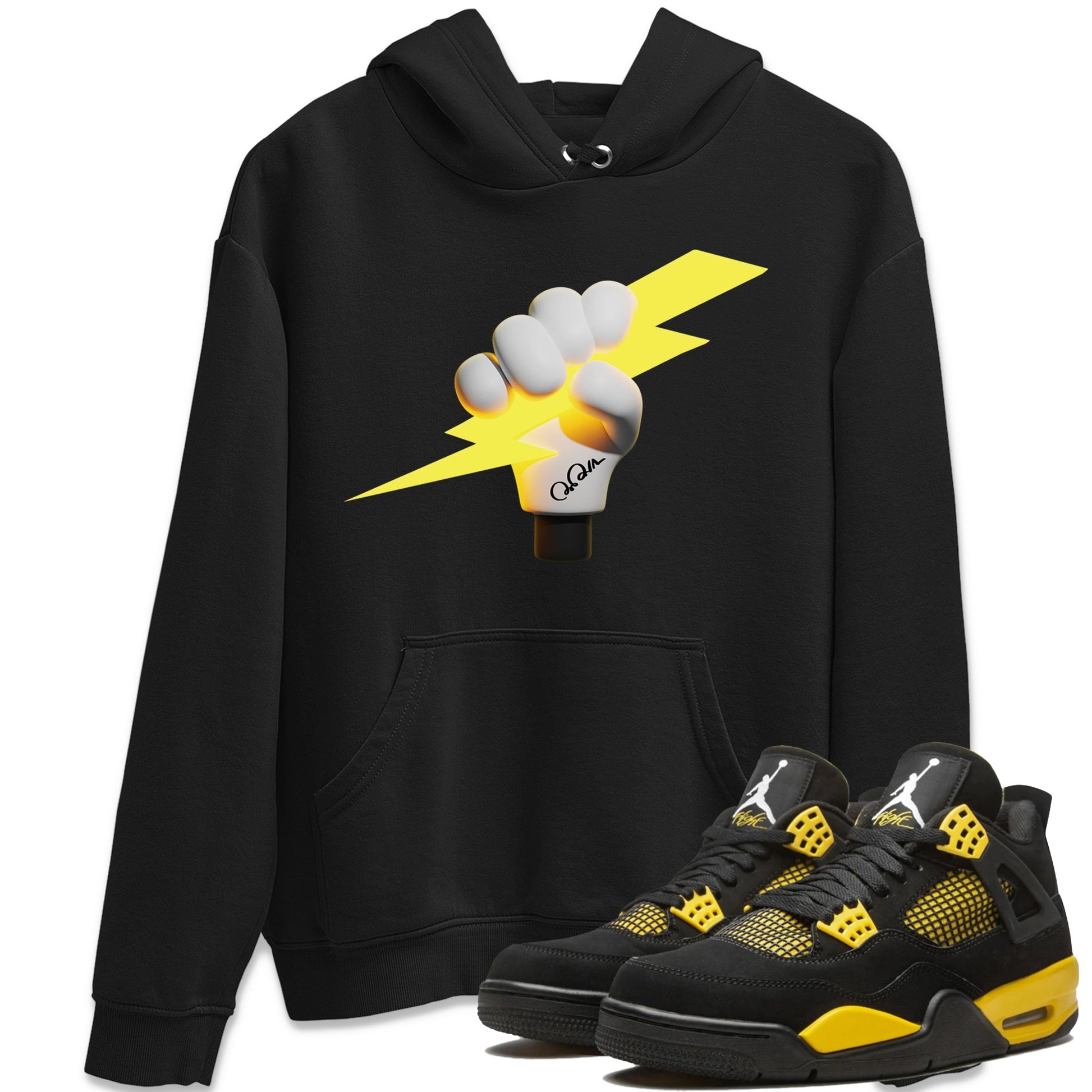 Air Jordan 4 Thunder Sneaker Match Tees Grab The Thunder Sneaker Tees Yellow AJ4 Thunder Sneaker Release Tees Unisex Shirts Black 1