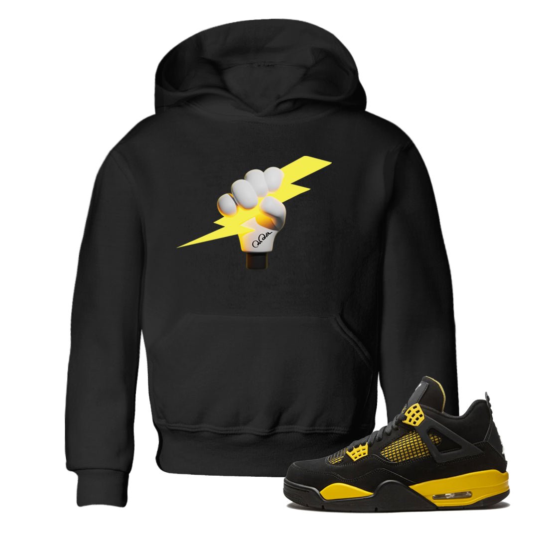 Air Jordan 4 Thunder Sneaker Match Tees Grab The Thunder Sneaker Tees Yellow AJ4 Thunder Sneaker Release Tees Kids Shirts Black 1