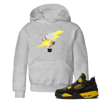 Air Jordan 4 Thunder Sneaker Match Tees Grab The Thunder Sneaker Tees Yellow AJ4 Thunder Sneaker Release Tees Kids Shirts Heather Grey 1