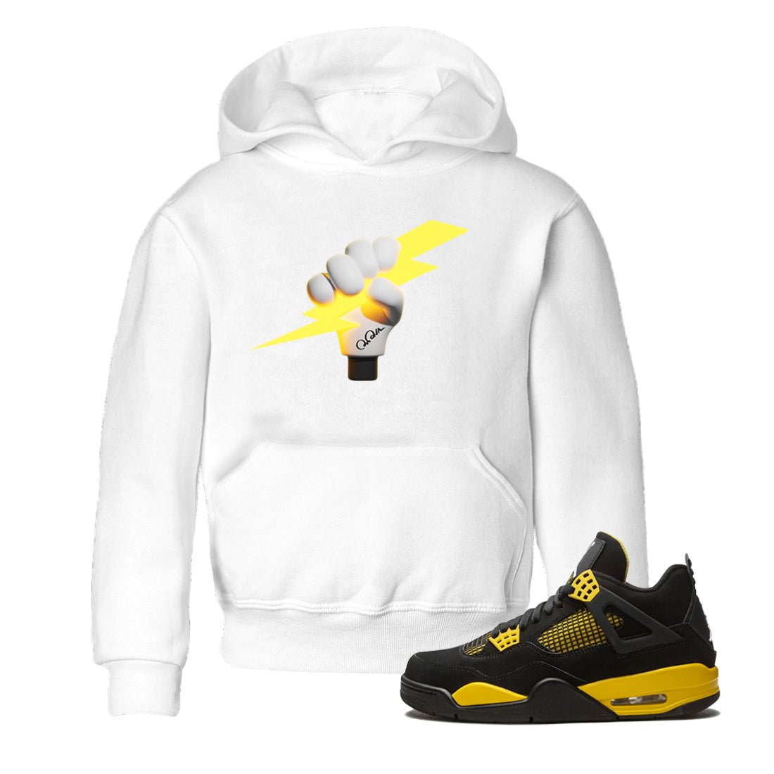 Air Jordan 4 Thunder Sneaker Match Tees Grab The Thunder Sneaker Tees Yellow AJ4 Thunder Sneaker Release Tees Kids Shirts White 1