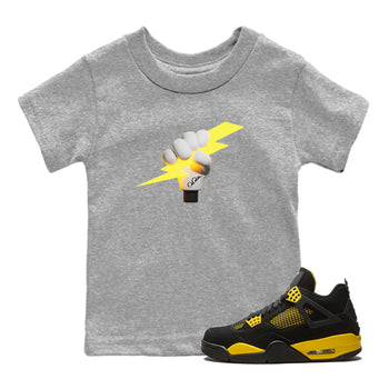 Air Jordan 4 Thunder Sneaker Match Tees Grab The Thunder Sneaker Tees Yellow AJ4 Thunder Sneaker Release Tees Kids Shirts Heather Grey 1