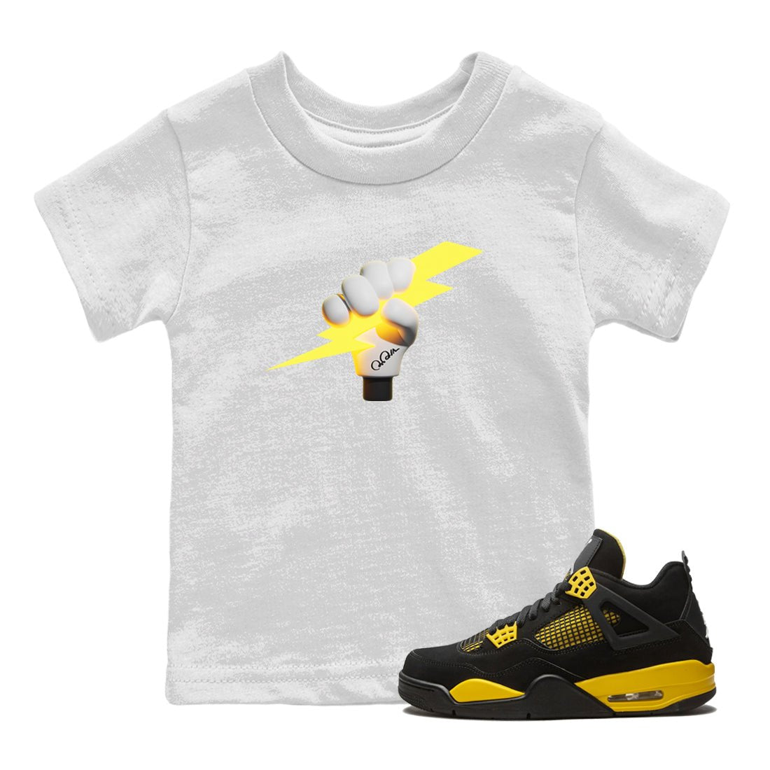 Air Jordan 4 Thunder Sneaker Match Tees Grab The Thunder Sneaker Tees Yellow AJ4 Thunder Sneaker Release Tees Kids Shirts White 1