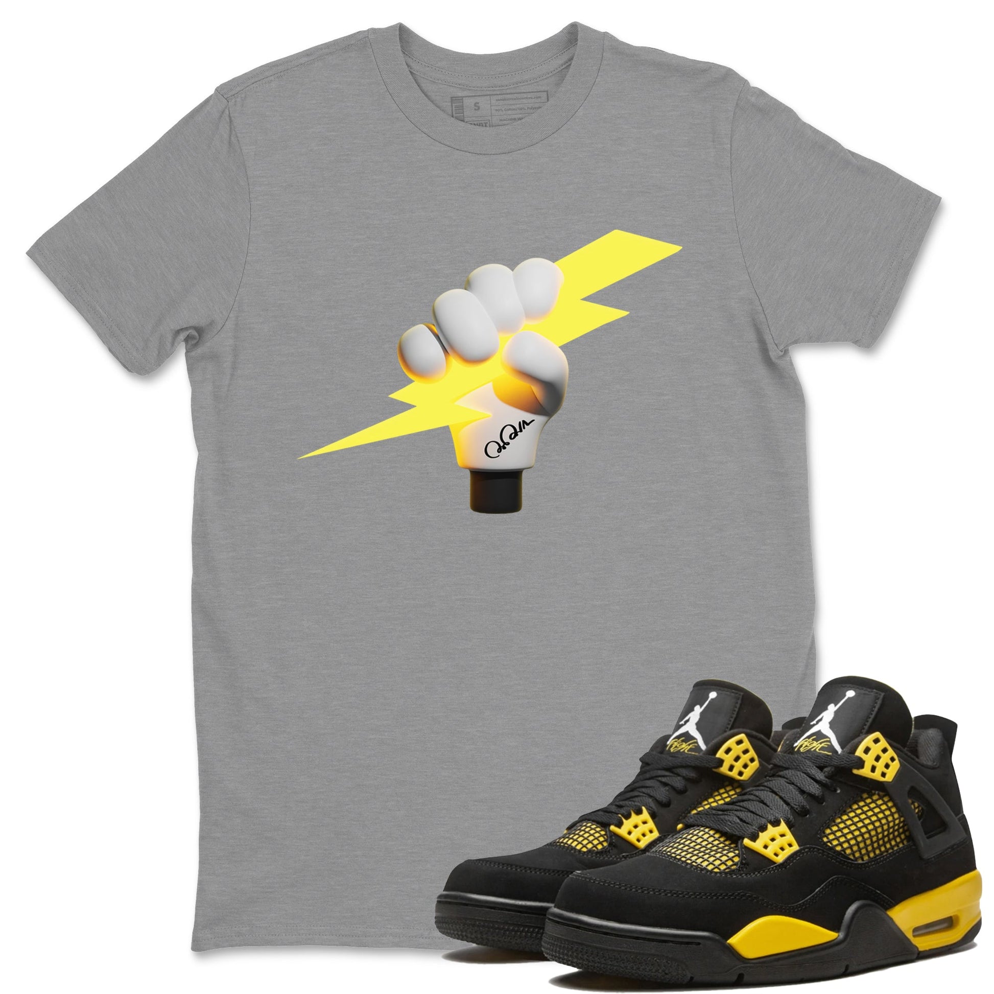 Air Jordan 4 Thunder Sneaker Match Tees Grab The Thunder Sneaker Tees Yellow AJ4 Thunder Sneaker Release Tees Unisex Shirts Heather Grey 1