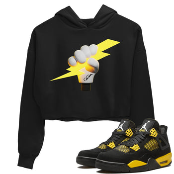 Air Jordan 4 Thunder Sneaker Match Tees Grab The Thunder Sneaker Tees Yellow AJ4 Thunder Sneaker Release Tees Women's Shirts Black 1