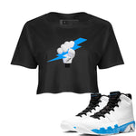 9s Powder Blue shirt to match jordans Grab The Thunder sneaker tees Air Jordan 9 Powder Blue SNRT Sneaker Release Tees Black 1 crop length shirt