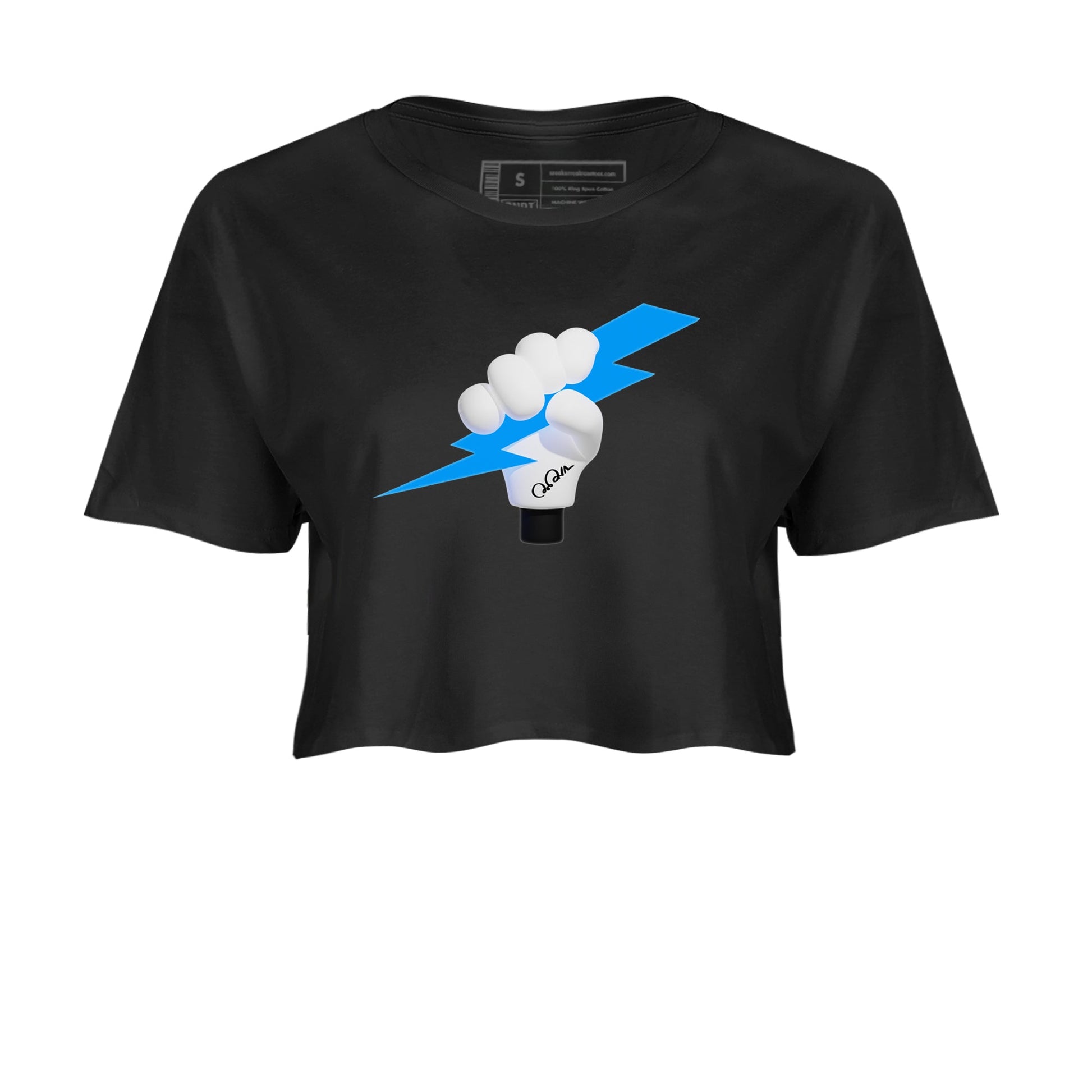 9s Powder Blue shirt to match jordans Grab The Thunder sneaker tees Air Jordan 9 Powder Blue SNRT Sneaker Release Tees Black 2 crop length shirt