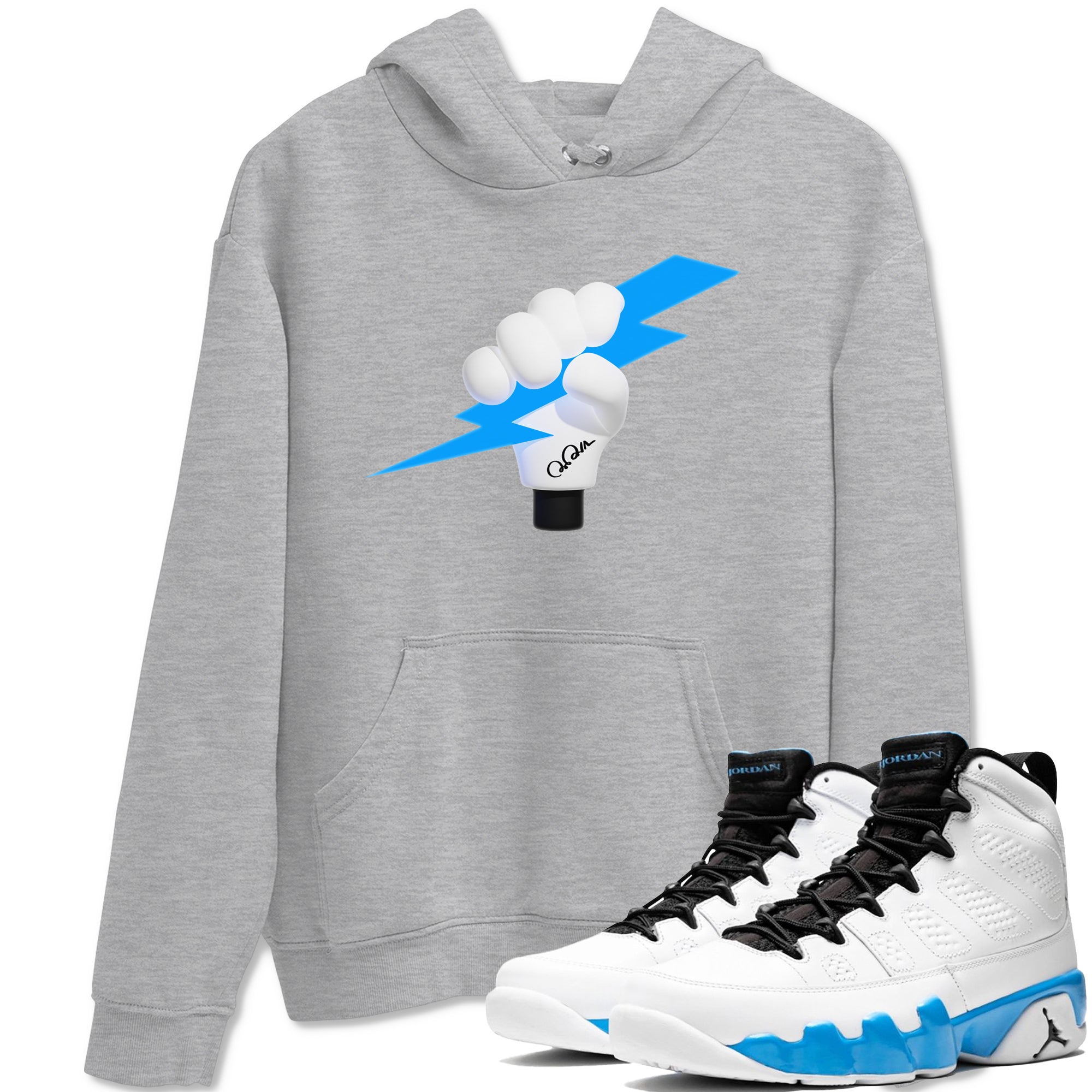 9s Powder Blue shirt to match jordans Grab The Thunder sneaker tees Air Jordan 9 Powder Blue SNRT Sneaker Release Tees unisex cotton Heather Grey 1 crew neck shirt