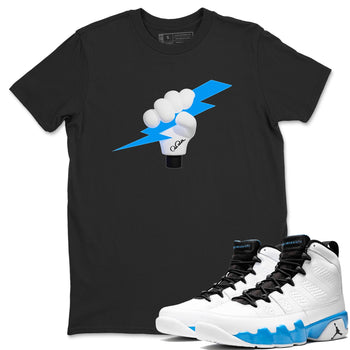 9s Powder Blue shirt to match jordans Grab The Thunder sneaker tees Air Jordan 9 Powder Blue SNRT Sneaker Release Tees unisex cotton Black 1 crew neck shirt