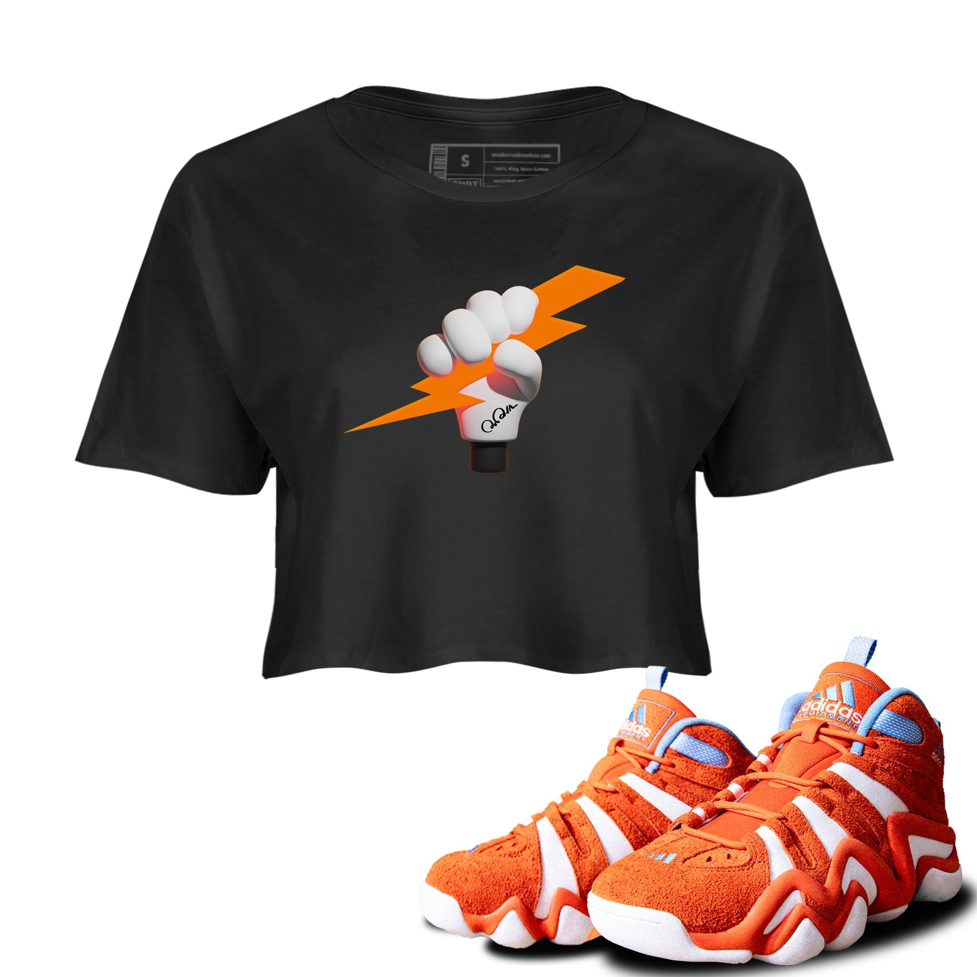 Crazy 8 Team Orange shirt to match jordans Grab The Thunder sneaker tees Adidas Crazy 8 Team Orange SNRT Sneaker Release Tees Black 1 Crop T-Shirt