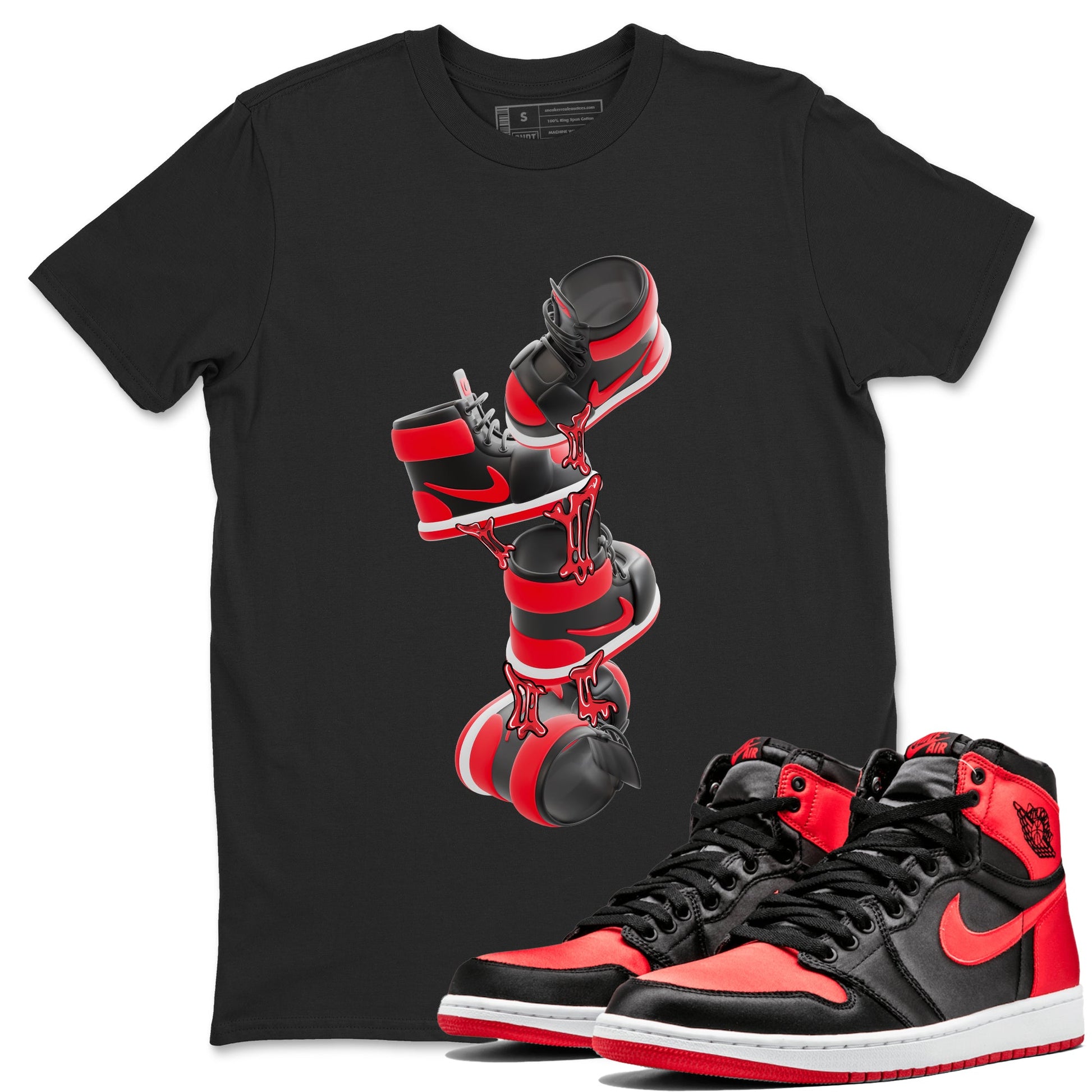 Air Jordan 1 Satin Bred shirt to match jordans Gum Stuck On Shoes sneaker tees AJ1 Satin Bred SNRT Sneaker Release Tees Unisex Black 1 T-Shirt