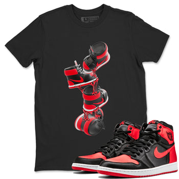 Air Jordan 1 Satin Bred shirt to match jordans Gum Stuck On Shoes sneaker tees AJ1 Satin Bred SNRT Sneaker Release Tees Unisex Black 1 T-Shirt