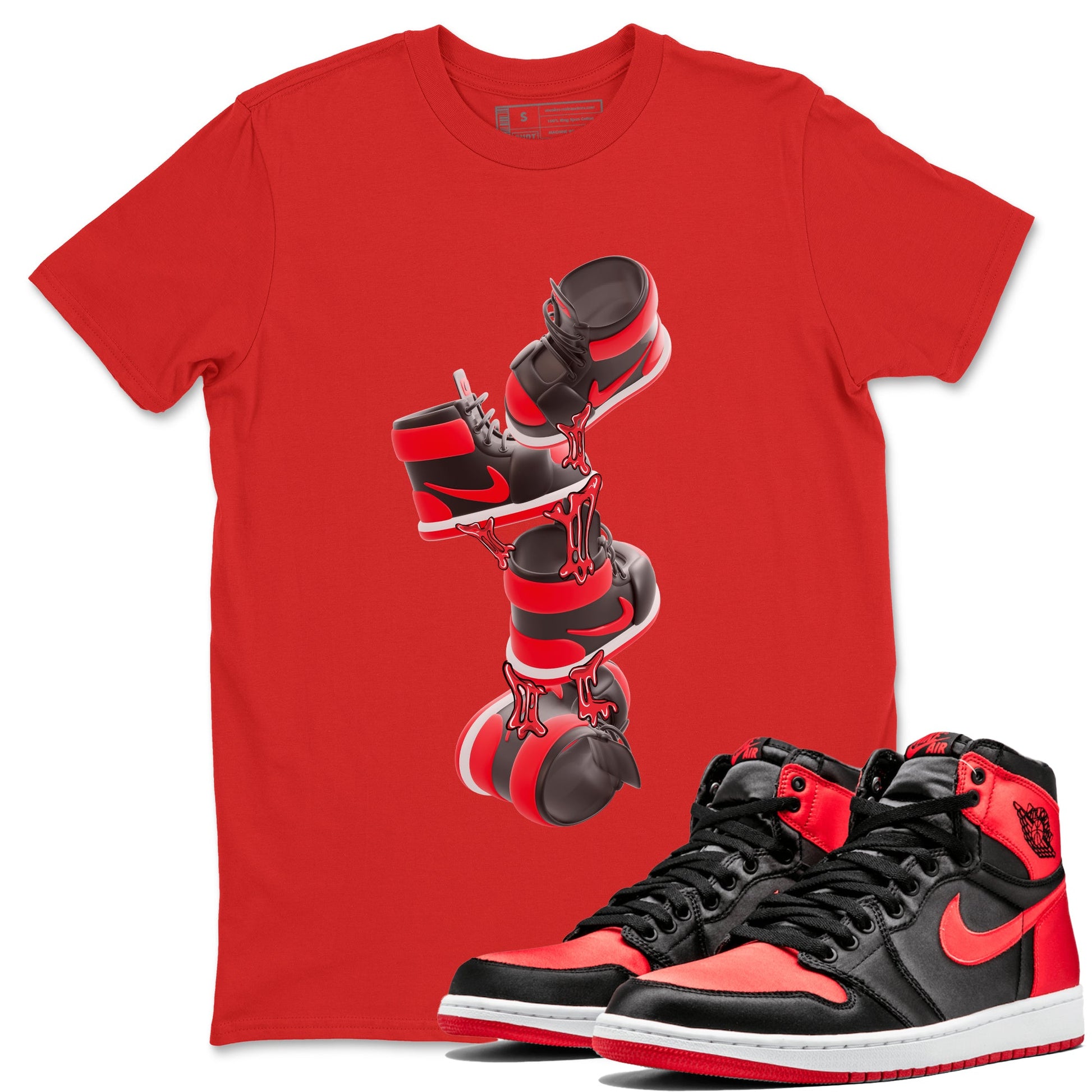 Air Jordan 1 Satin Bred shirt to match jordans Gum Stuck On Shoes sneaker tees AJ1 Satin Bred SNRT Sneaker Release Tees Unisex Red 1 T-Shirt