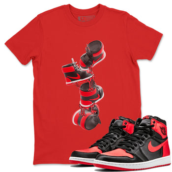 Air Jordan 1 Satin Bred shirt to match jordans Gum Stuck On Shoes sneaker tees AJ1 Satin Bred SNRT Sneaker Release Tees Unisex Red 1 T-Shirt
