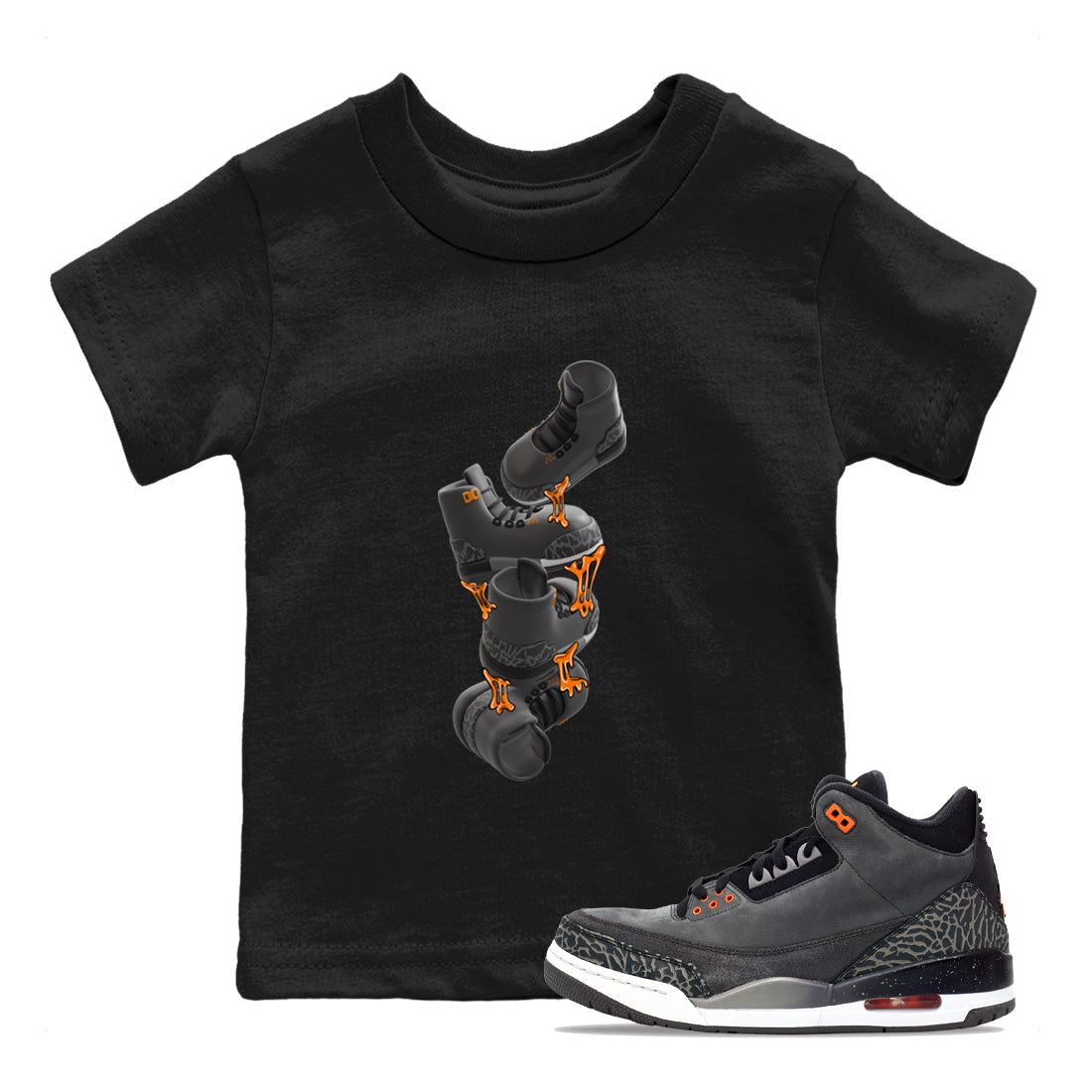 Air Jordan 3 Fear shirt to match jordans Gum Stuck On Shoes sneaker tees AJ3 Fear SNRT Sneaker Release Tees Baby Toddler Black 1 T-Shirt