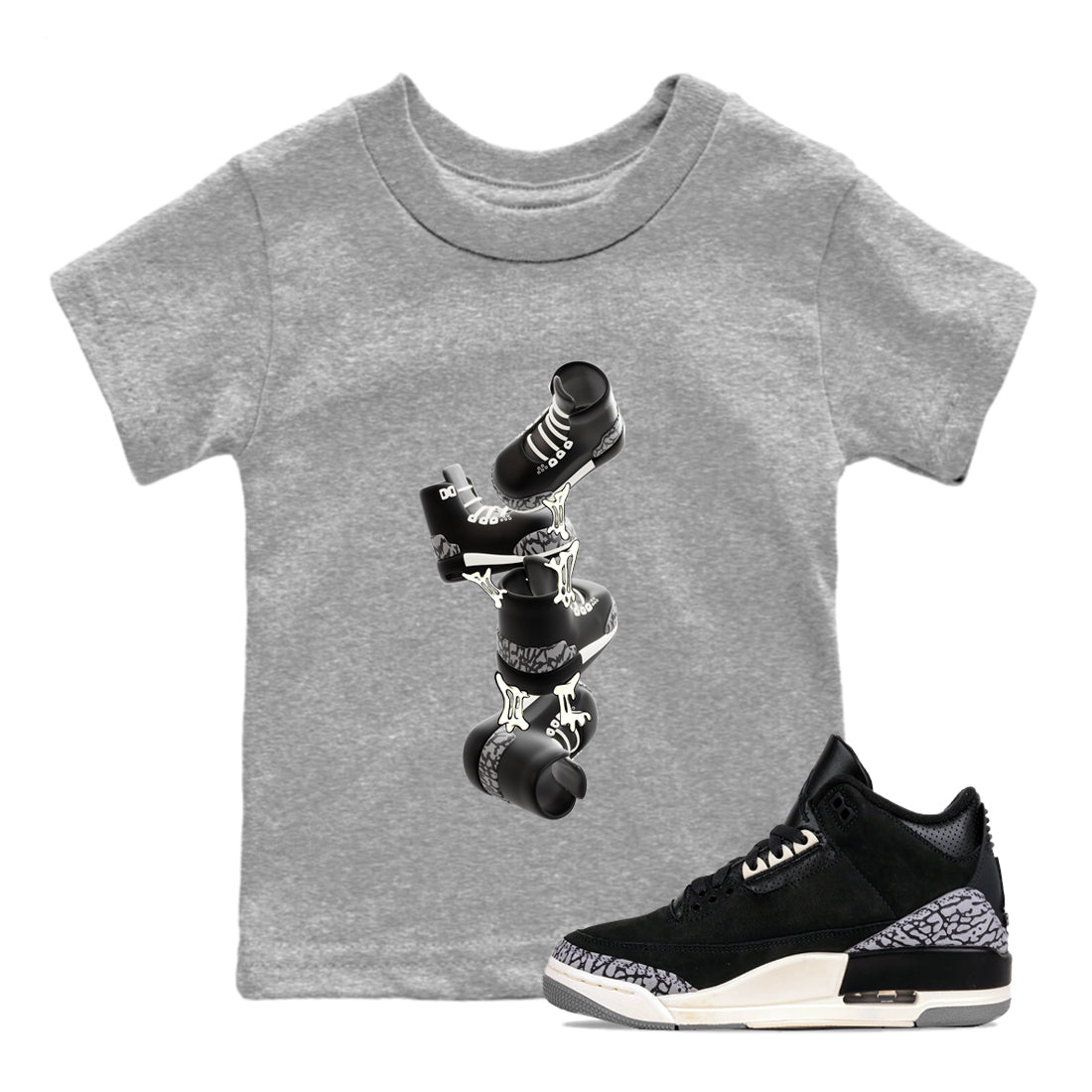 Air Jordan 3 Off Noir shirt to match jordans Gum Stuck On Shoes sneaker tees AJ3 Off Noir SNRT Sneaker Release Tees Baby Toddler Heather Grey 1 T-Shirt