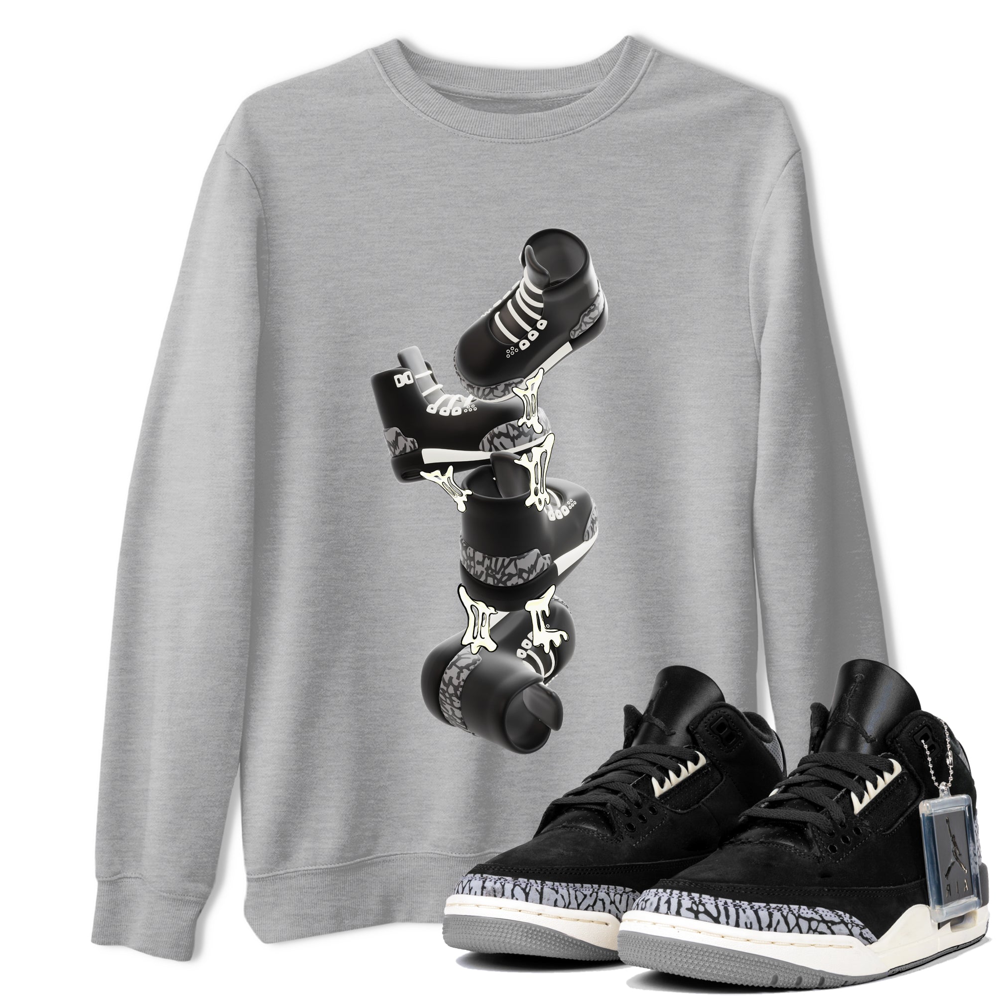 Air Jordan 3 Off Noir shirt to match jordans Gum Stuck On Shoes sneaker tees AJ3 Off Noir SNRT Sneaker Release Tees Unisex Heather Grey 1 T-Shirt