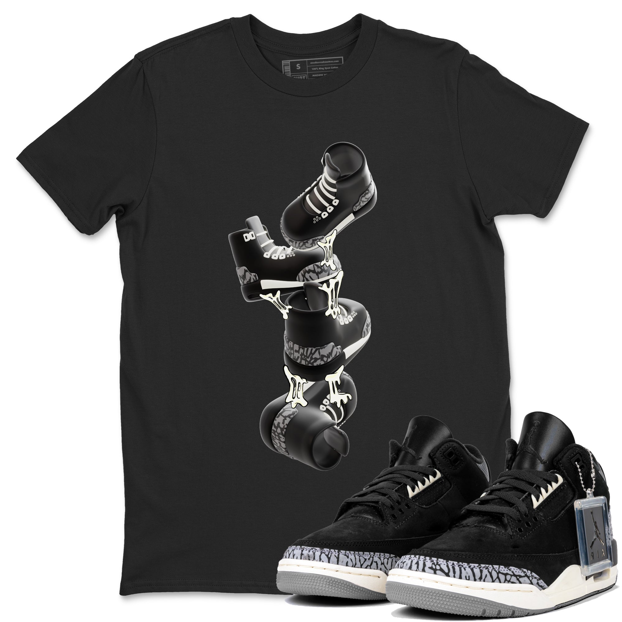 Air Jordan 3 Off Noir shirt to match jordans Gum Stuck On Shoes sneaker tees AJ3 Off Noir SNRT Sneaker Release Tees Unisex Black 1 T-Shirt