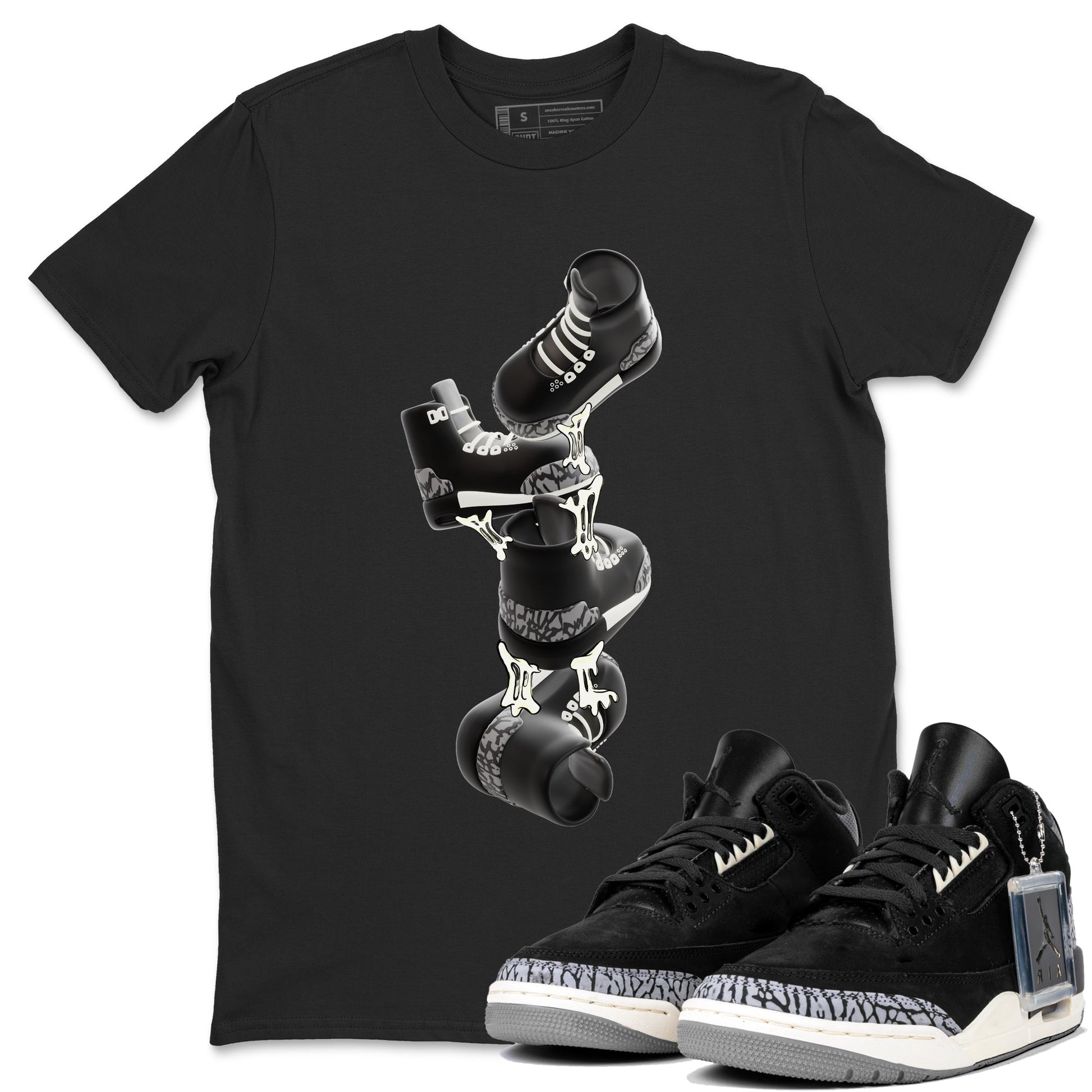 Air Jordan 3 Off Noir shirt to match jordans Gum Stuck On Shoes sneaker tees AJ3 Off Noir SNRT Sneaker Release Tees Unisex Black 1 T-Shirt