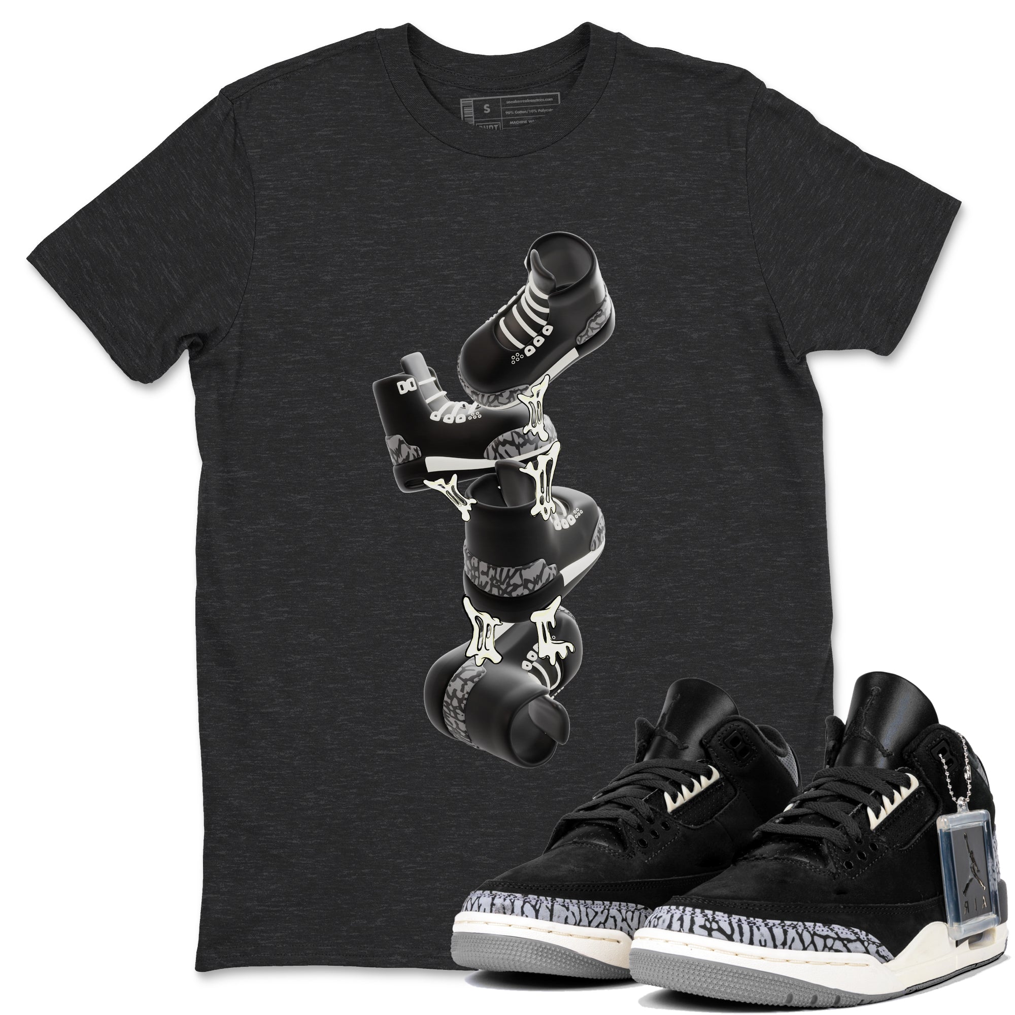 Air Jordan 3 Off Noir shirt to match jordans Gum Stuck On Shoes sneaker tees AJ3 Off Noir SNRT Sneaker Release Tees Unisex Charcoal Heather 1 T-Shirt