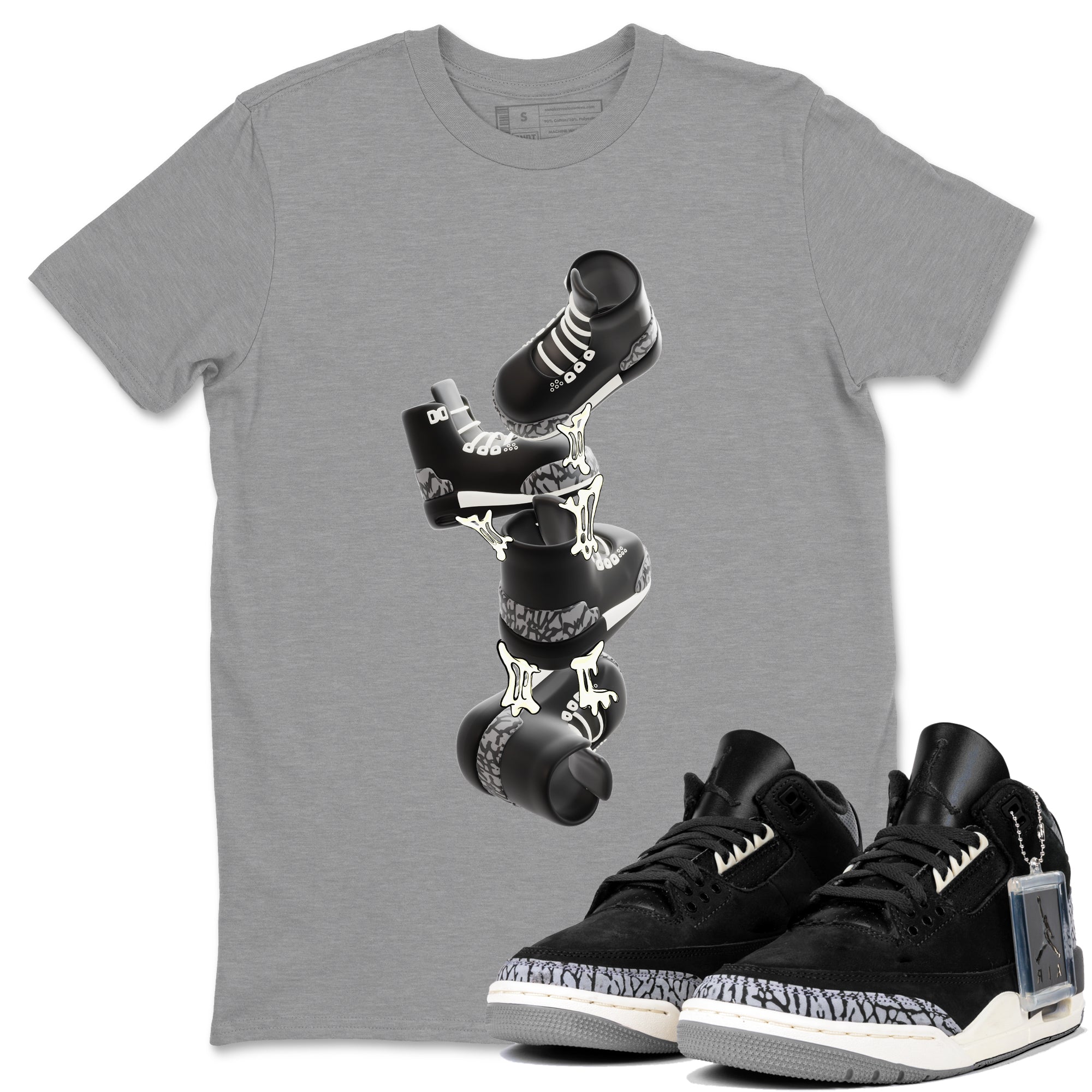 Air Jordan 3 Off Noir shirt to match jordans Gum Stuck On Shoes sneaker tees AJ3 Off Noir SNRT Sneaker Release Tees Unisex Heather Grey 1 T-Shirt