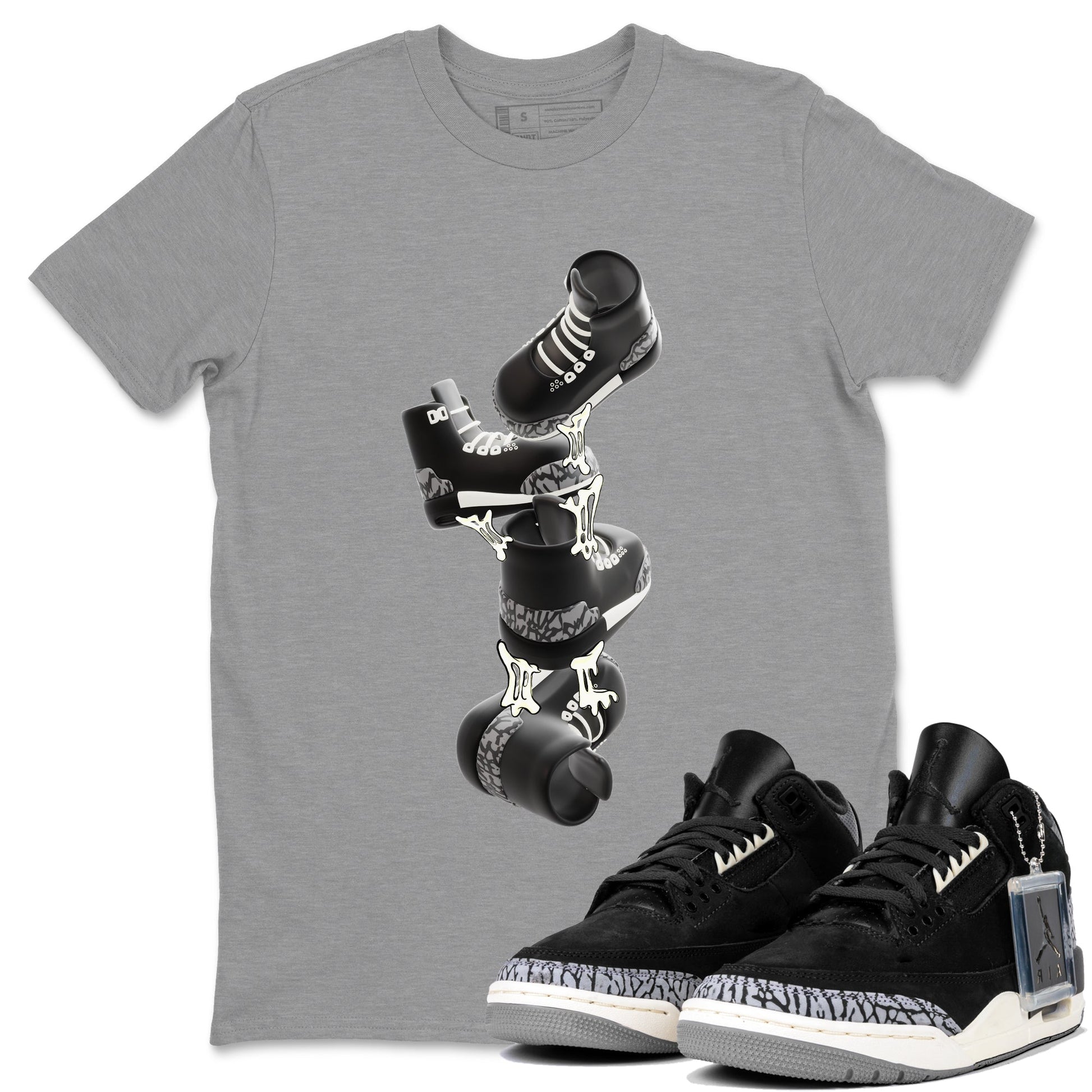 Air Jordan 3 Off Noir shirt to match jordans Gum Stuck On Shoes sneaker tees AJ3 Off Noir SNRT Sneaker Release Tees Unisex Heather Grey 1 T-Shirt