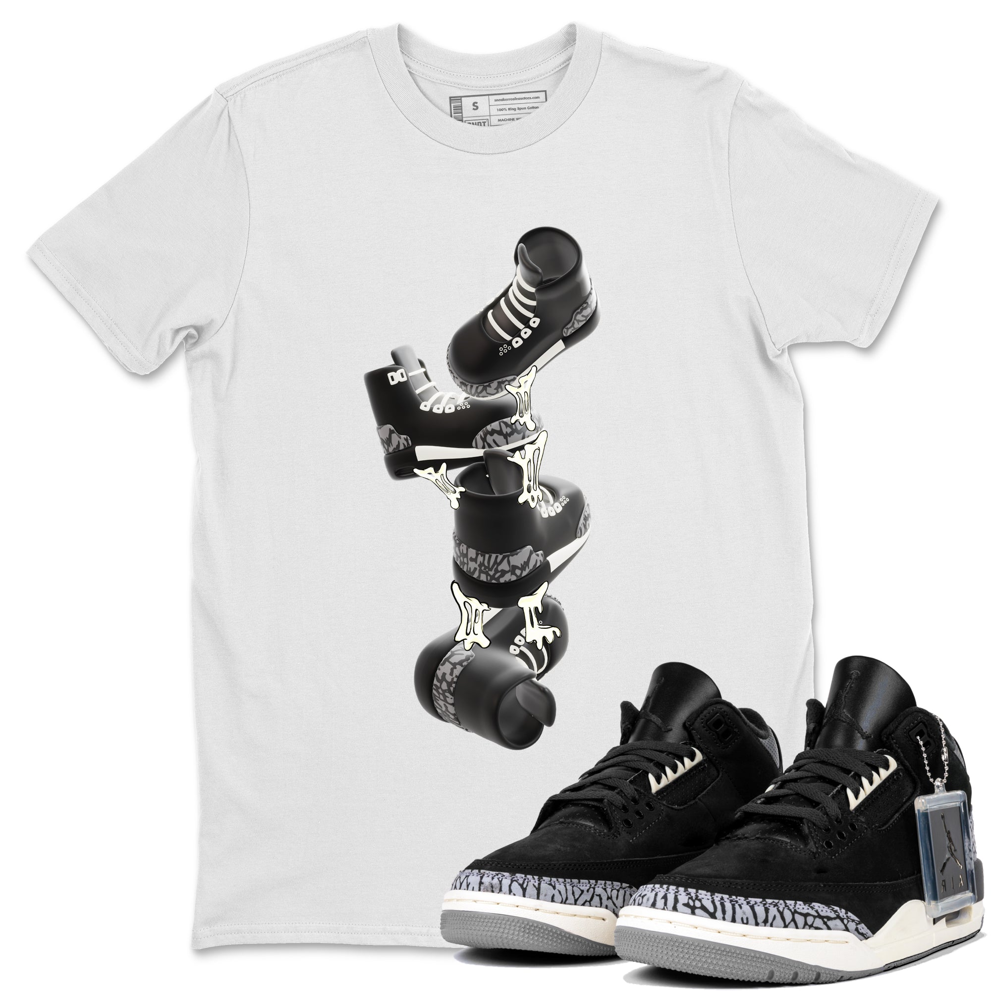 Air Jordan 3 Off Noir shirt to match jordans Gum Stuck On Shoes sneaker tees AJ3 Off Noir SNRT Sneaker Release Tees Unisex White 1 T-Shirt