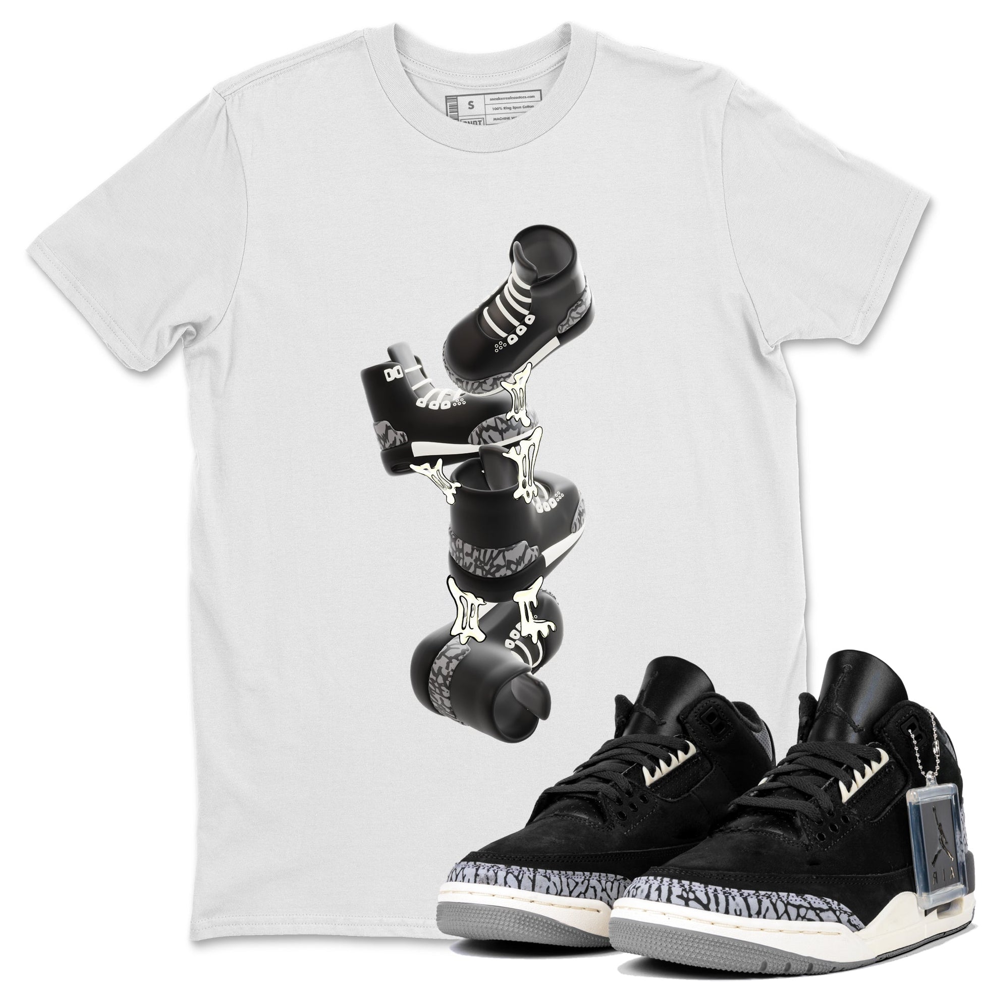 Air Jordan 3 Off Noir shirt to match jordans Gum Stuck On Shoes sneaker tees AJ3 Off Noir SNRT Sneaker Release Tees Unisex White 1 T-Shirt