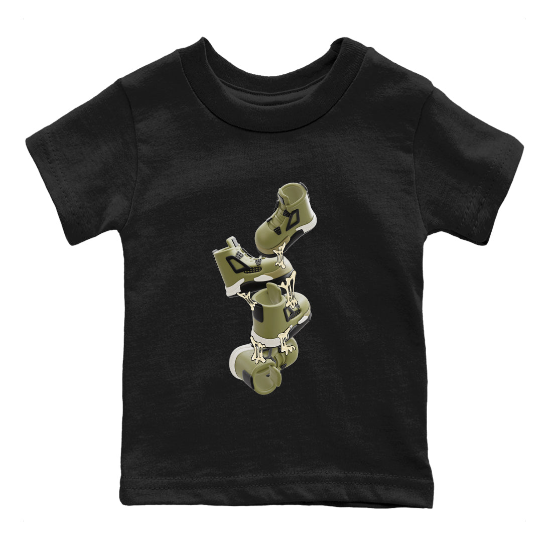 Air Jordan 4 Medium Olive shirt to match jordans Gum Stuck On Shoes sneaker tees AJ4 Medium Olive SNRT Sneaker Release Tees Baby Toddler Black 2 T-Shirt