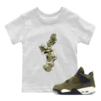 Air Jordan 4 Medium Olive shirt to match jordans Gum Stuck On Shoes sneaker tees AJ4 Medium Olive SNRT Sneaker Release Tees Baby Toddler White 1 T-Shirt