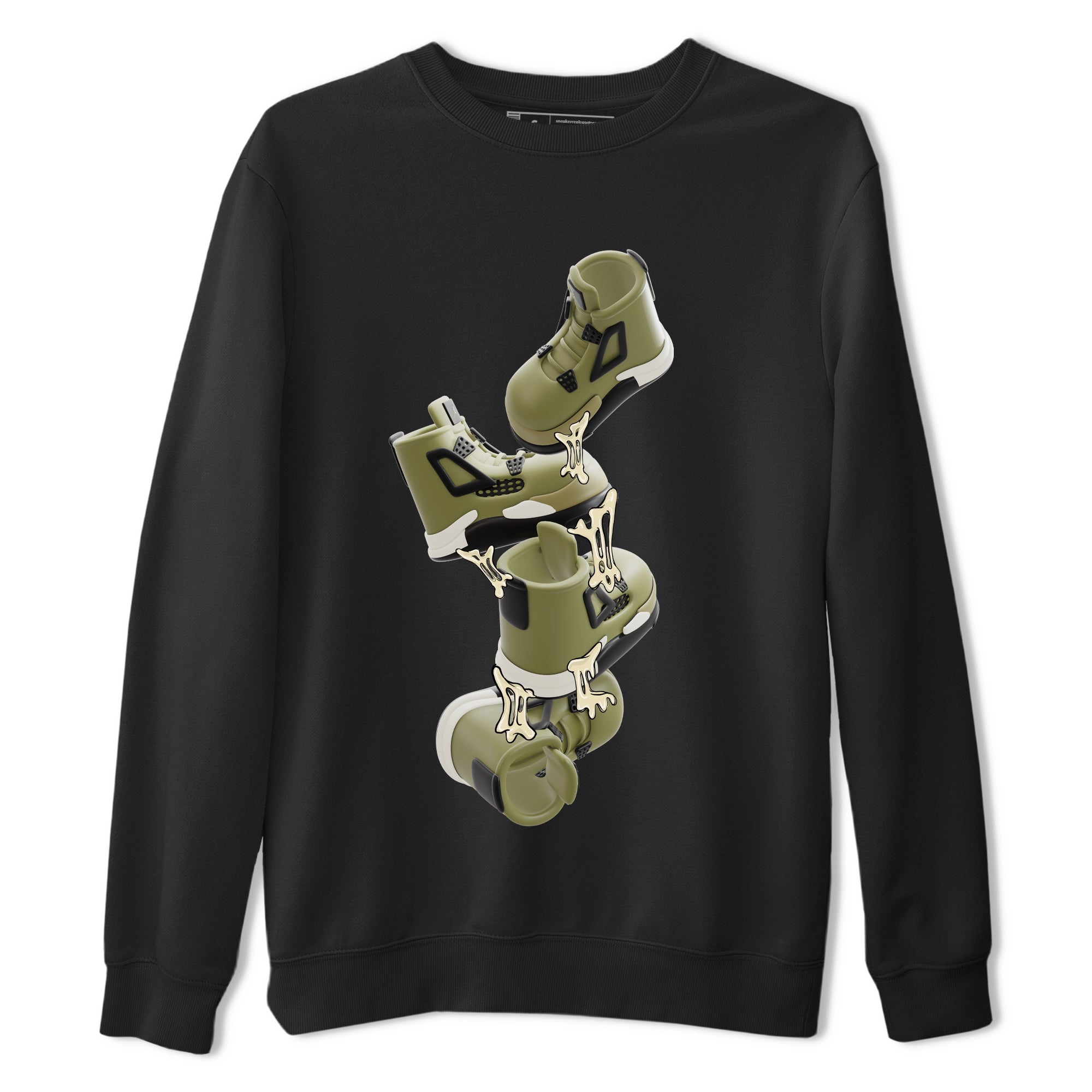 Air Jordan 4 Medium Olive shirt to match jordans Gum Stuck On Shoes sneaker tees AJ4 Medium Olive SNRT Sneaker Release Tees Unisex Black 2 T-Shirt