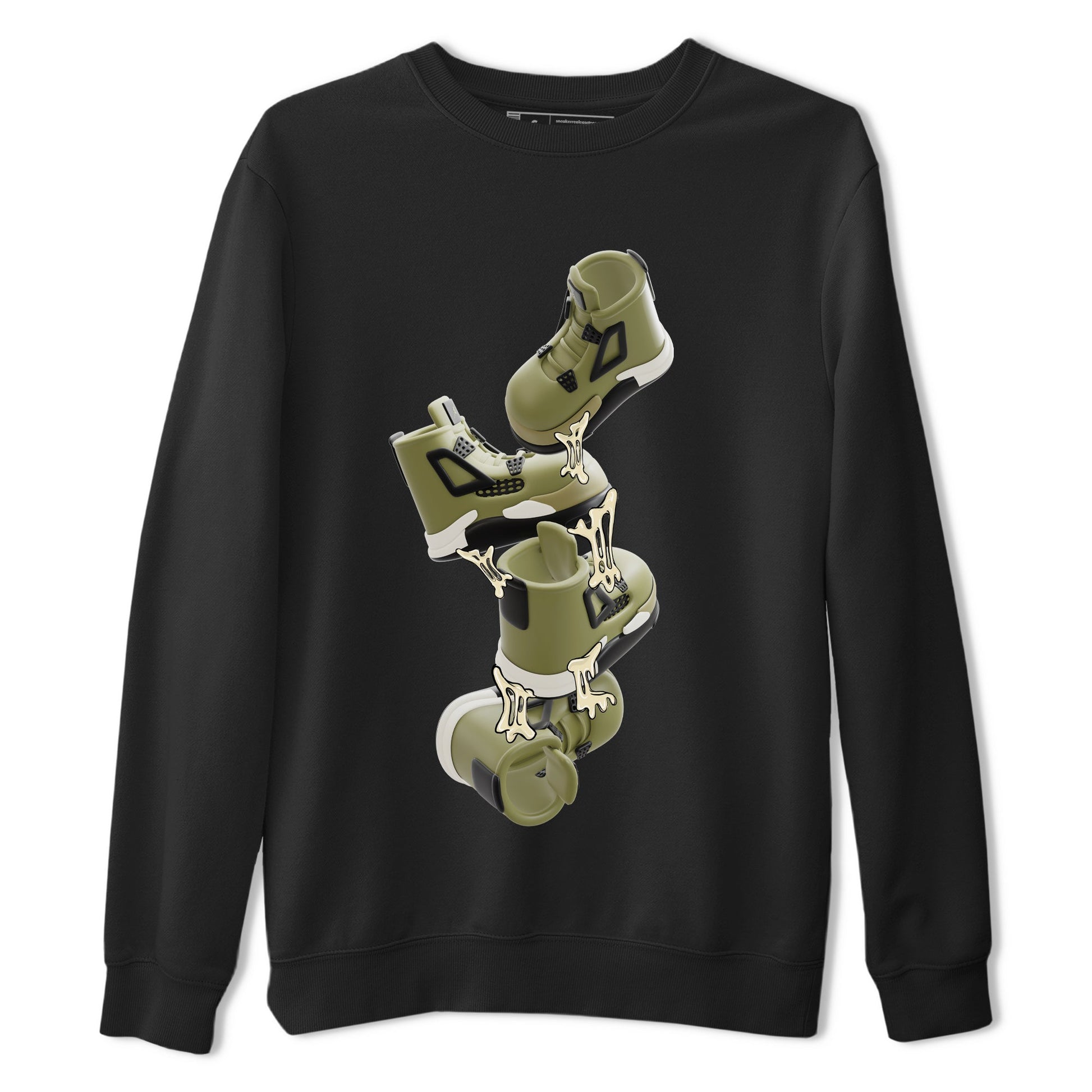 Air Jordan 4 Medium Olive shirt to match jordans Gum Stuck On Shoes sneaker tees AJ4 Medium Olive SNRT Sneaker Release Tees Unisex Black 2 T-Shirt