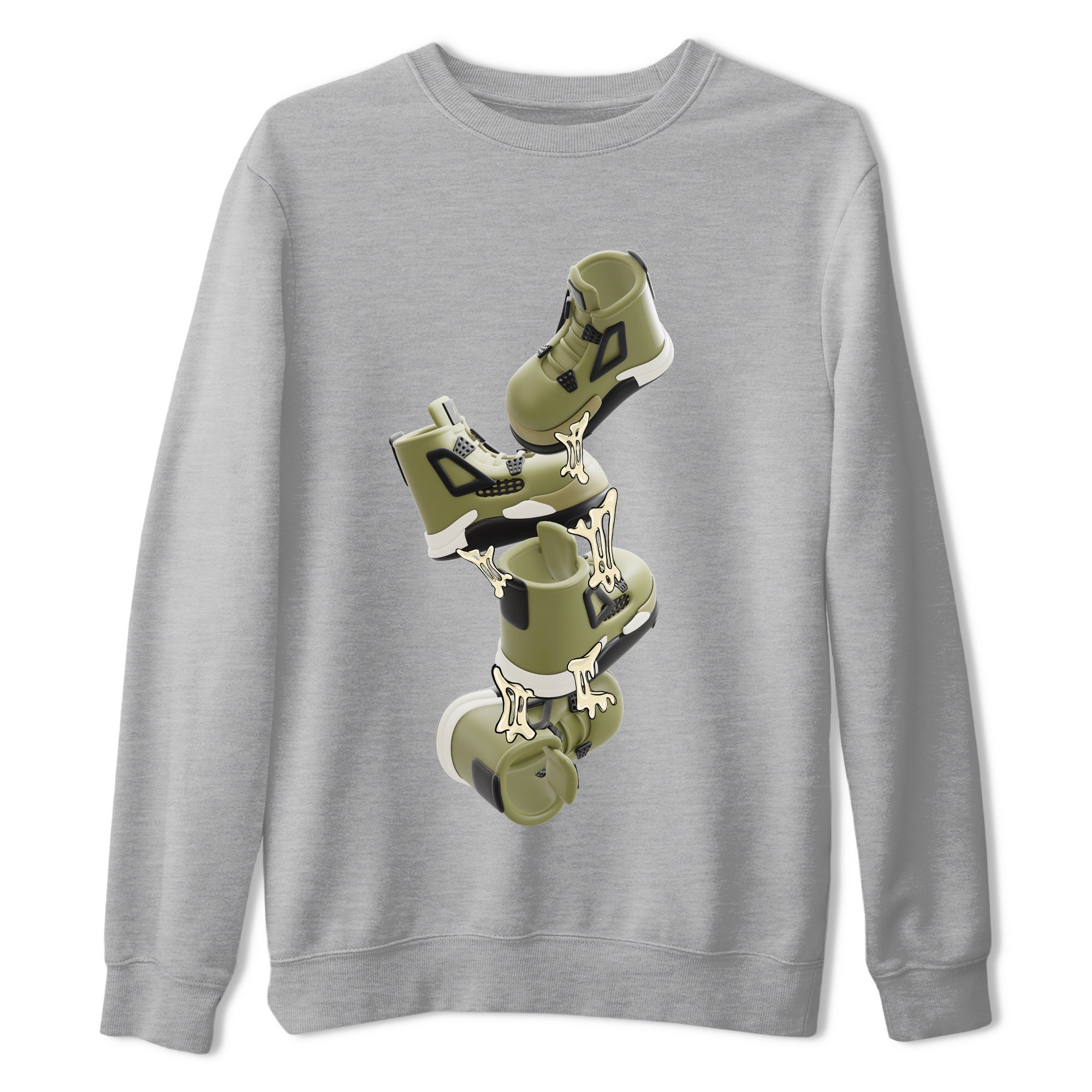 Air Jordan 4 Medium Olive shirt to match jordans Gum Stuck On Shoes sneaker tees AJ4 Medium Olive SNRT Sneaker Release Tees Unisex Heather Grey 2 T-Shirt
