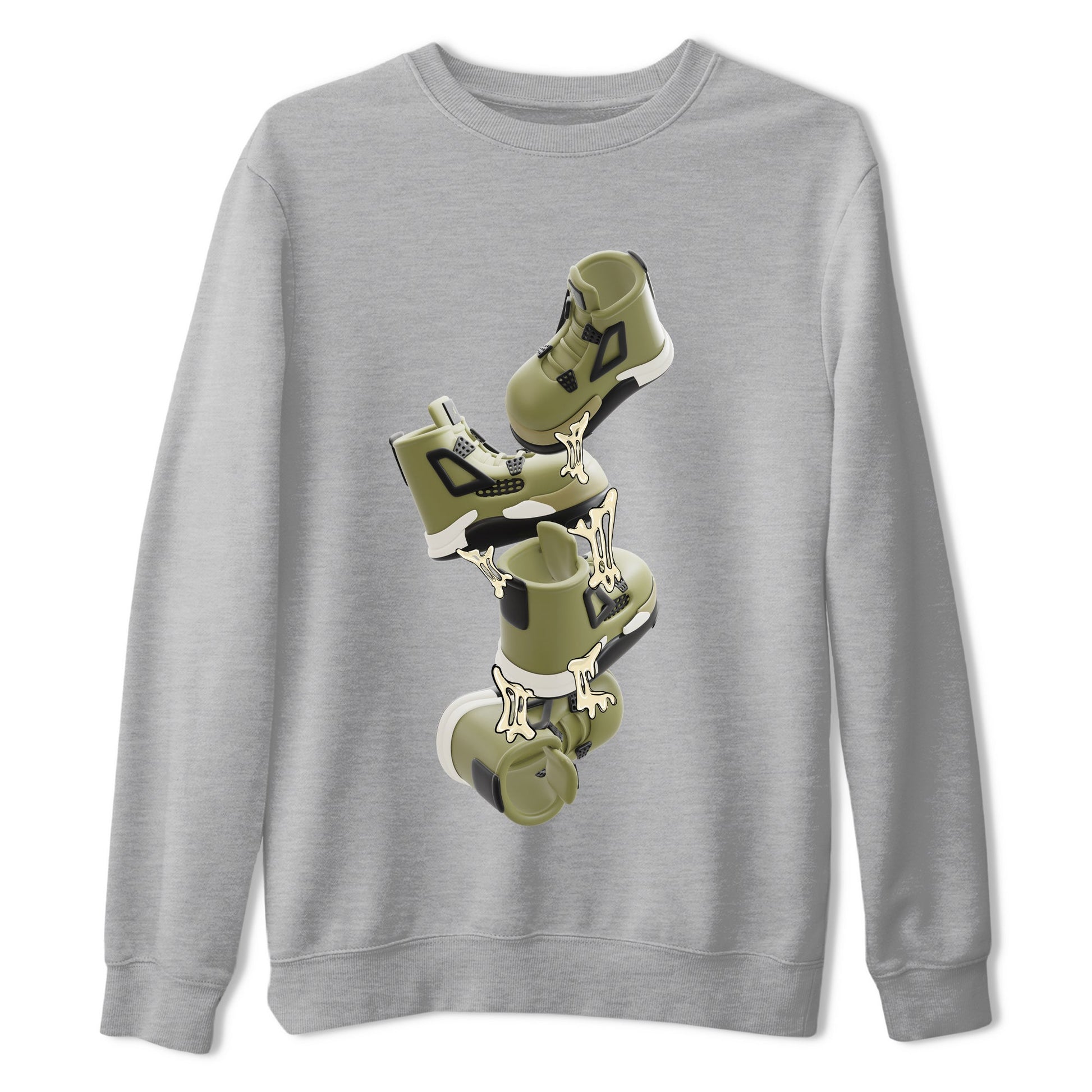 Air Jordan 4 Medium Olive shirt to match jordans Gum Stuck On Shoes sneaker tees AJ4 Medium Olive SNRT Sneaker Release Tees Unisex Heather Grey 2 T-Shirt