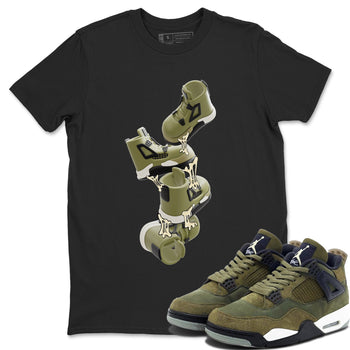 Air Jordan 4 Medium Olive shirt to match jordans Gum Stuck On Shoes sneaker tees AJ4 Medium Olive SNRT Sneaker Release Tees Unisex Black 1 T-Shirt