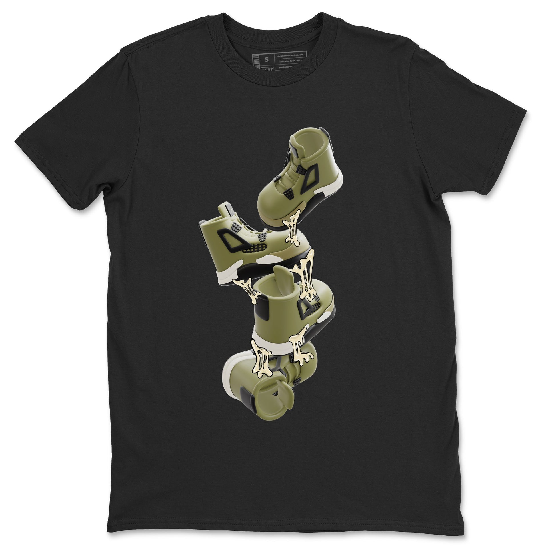 Air Jordan 4 Medium Olive shirt to match jordans Gum Stuck On Shoes sneaker tees AJ4 Medium Olive SNRT Sneaker Release Tees Unisex Black 2 T-Shirt