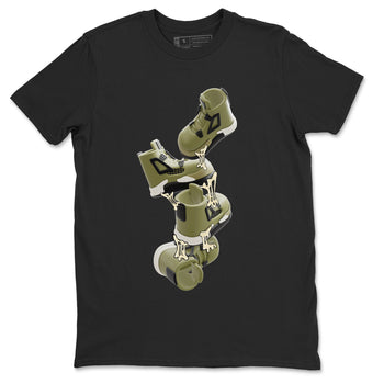 Air Jordan 4 Medium Olive shirt to match jordans Gum Stuck On Shoes sneaker tees AJ4 Medium Olive SNRT Sneaker Release Tees Unisex Black 2 T-Shirt