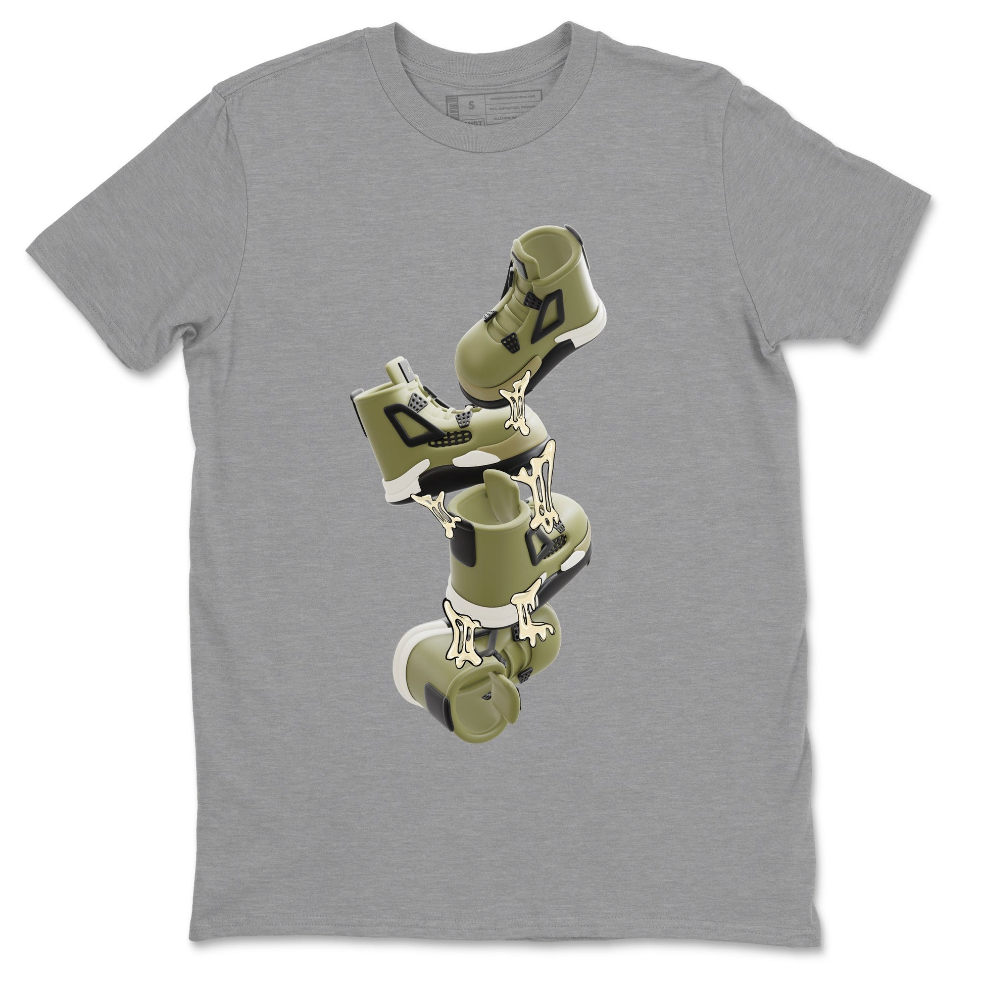 Air Jordan 4 Medium Olive shirt to match jordans Gum Stuck On Shoes sneaker tees AJ4 Medium Olive SNRT Sneaker Release Tees Unisex Heather Grey 2 T-Shirt
