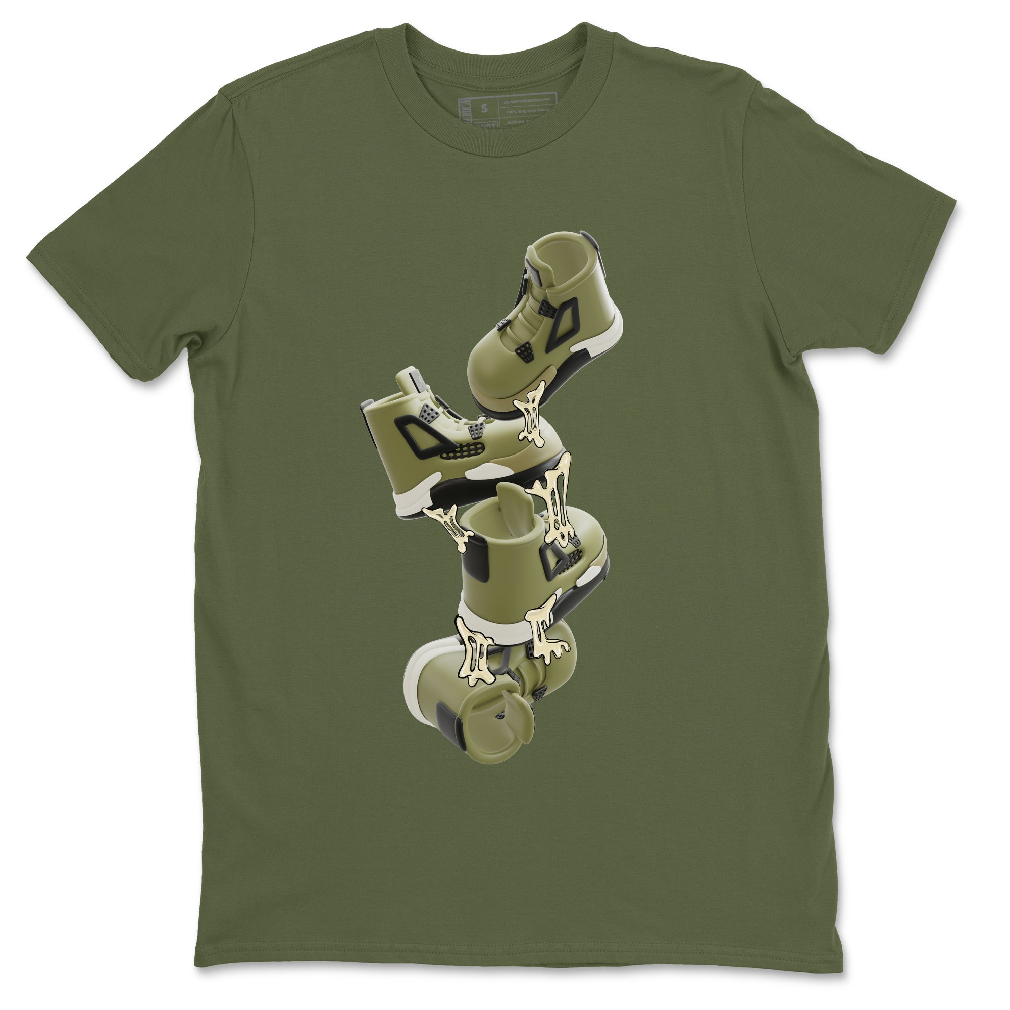 Air Jordan 4 Medium Olive shirt to match jordans Gum Stuck On Shoes sneaker tees AJ4 Medium Olive SNRT Sneaker Release Tees Unisex Military Green 2 T-Shirt