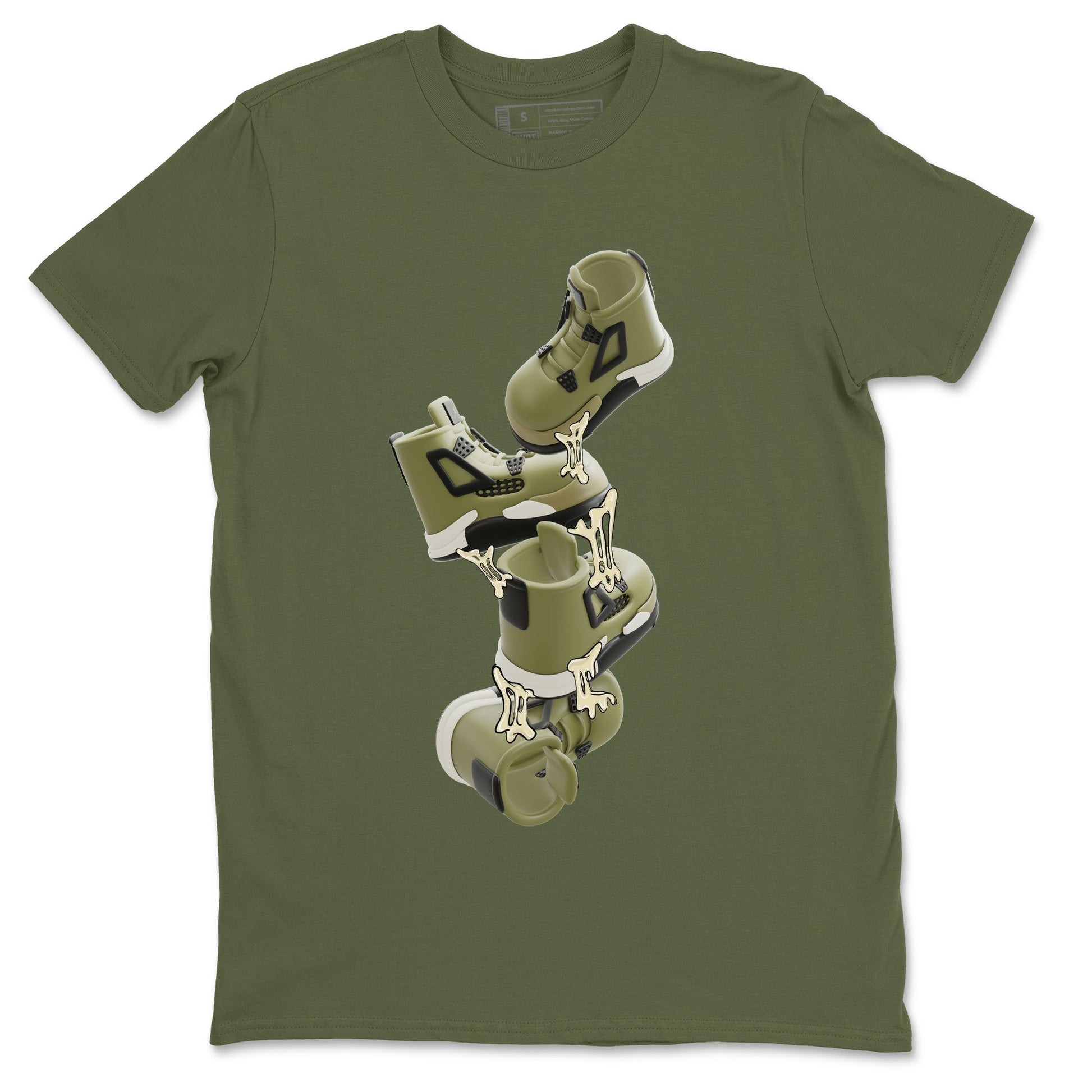 Air Jordan 4 Medium Olive shirt to match jordans Gum Stuck On Shoes sneaker tees AJ4 Medium Olive SNRT Sneaker Release Tees Unisex Military Green 2 T-Shirt