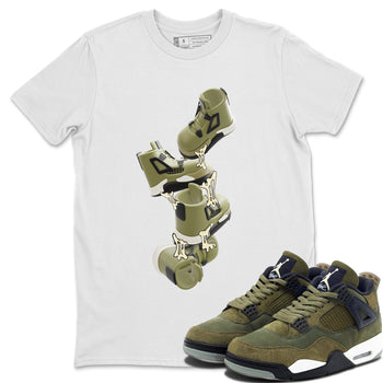 Air Jordan 4 Medium Olive shirt to match jordans Gum Stuck On Shoes sneaker tees AJ4 Medium Olive SNRT Sneaker Release Tees Unisex White 1 T-Shirt