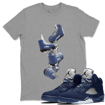 Air Jordan 5 Georgetown shirt to match jordans Gum Stuck On Shoes sneaker tees AJ5 Georgetown SNRT Sneaker Release Tees Unisex Heather Grey 1 T-Shirt