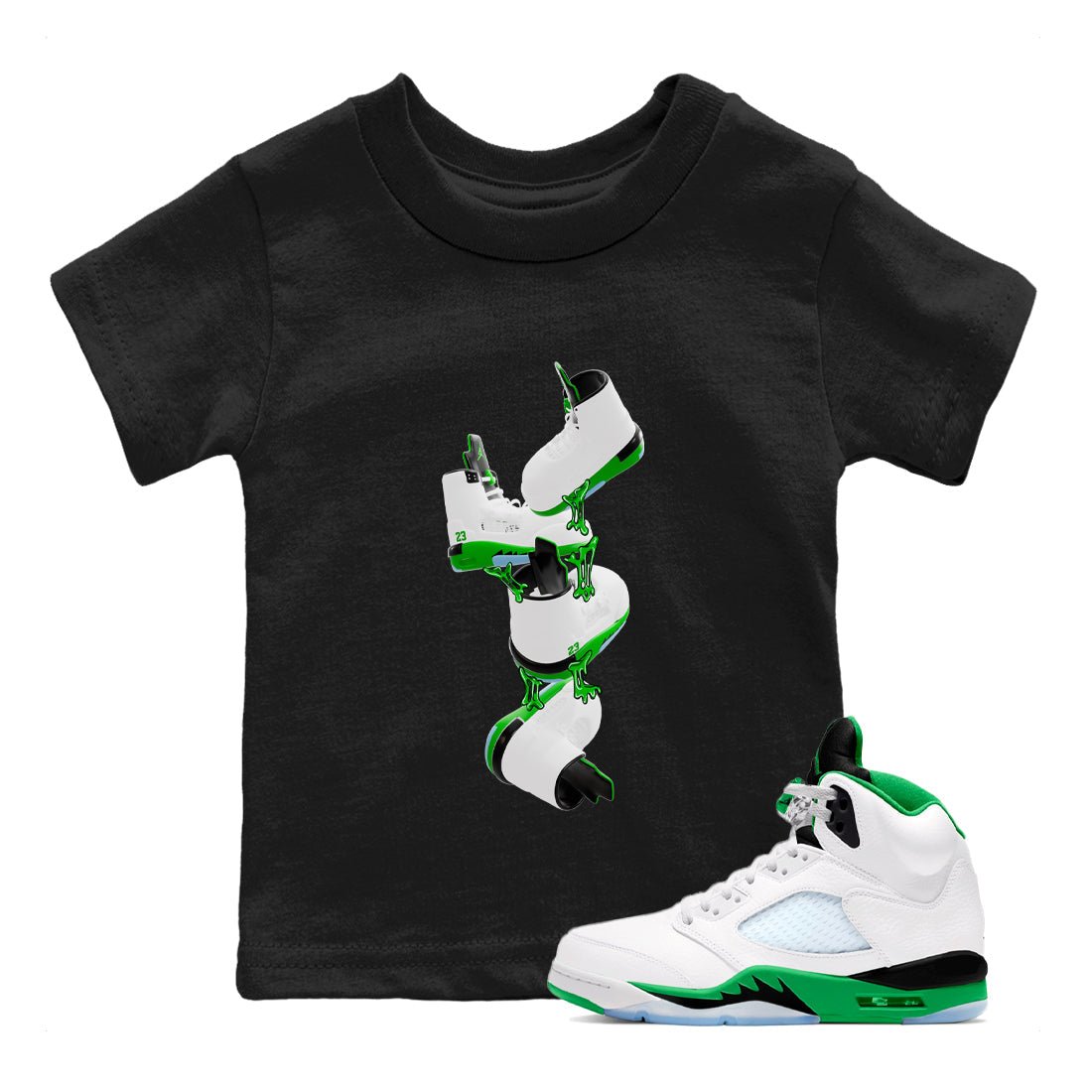 5s Lucky Green shirt to match jordans Gum Stuck On Shoes sneaker tees Air Jordan 5 Lucky Green SNRT Sneaker Release Tees Baby Toddler Black 1 T-Shirt