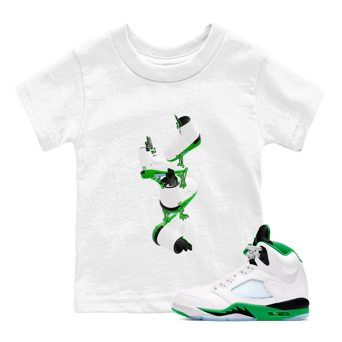 5s Lucky Green shirt to match jordans Gum Stuck On Shoes sneaker tees Air Jordan 5 Lucky Green SNRT Sneaker Release Tees Baby Toddler White 1 T-Shirt