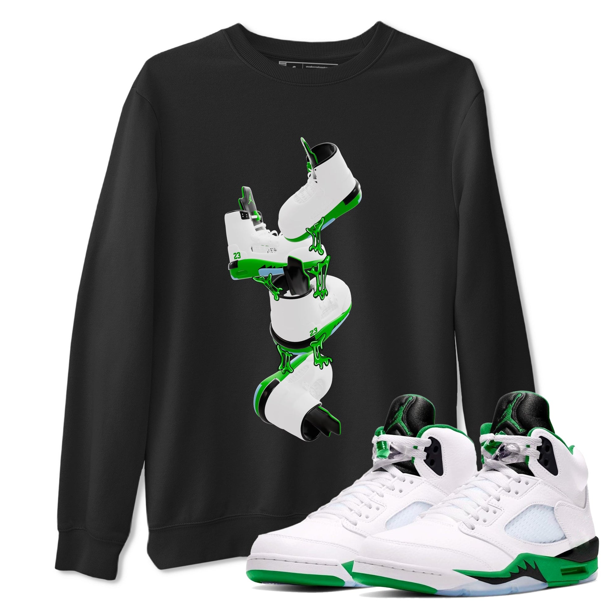 5s Lucky Green shirt to match jordans Gum Stuck On Shoes sneaker tees Air Jordan 5 Lucky Green SNRT Sneaker Release Tees Unisex Black 1 T-Shirt