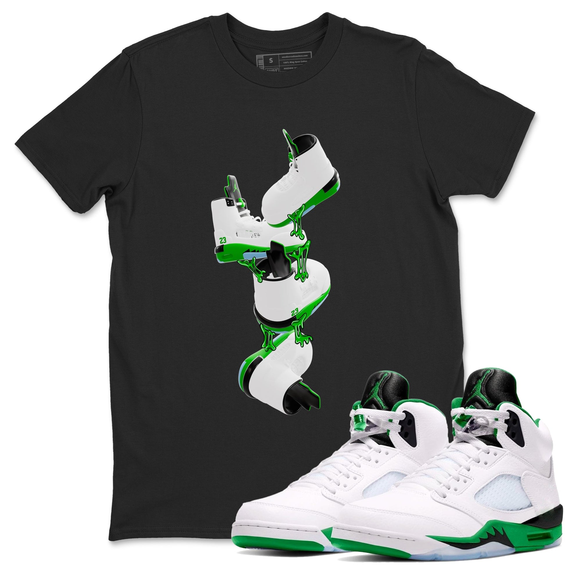 5s Lucky Green shirt to match jordans Gum Stuck On Shoes sneaker tees Air Jordan 5 Lucky Green SNRT Sneaker Release Tees Unisex Black 1 T-Shirt