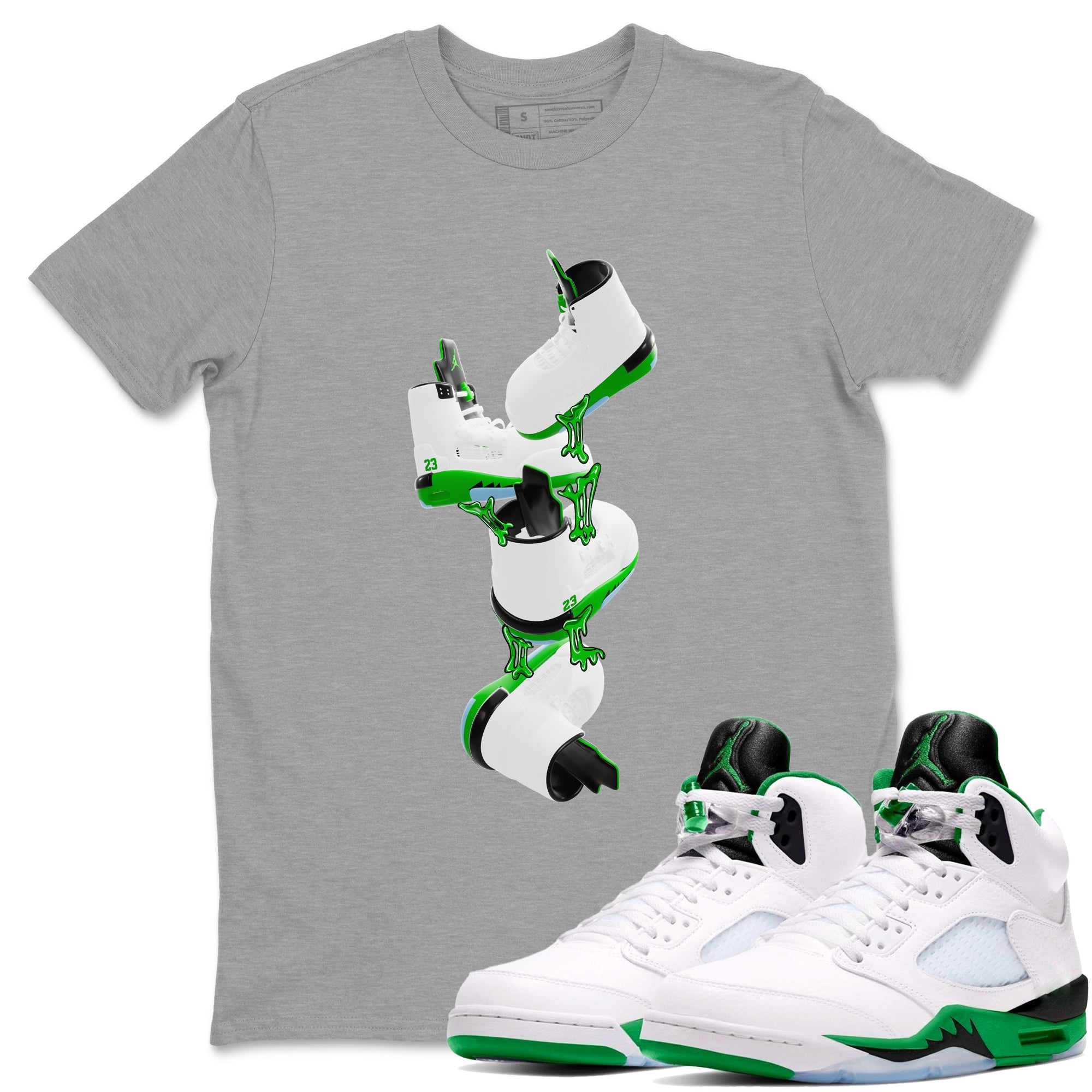 5s Lucky Green shirt to match jordans Gum Stuck On Shoes sneaker tees Air Jordan 5 Lucky Green SNRT Sneaker Release Tees Unisex Heather Grey 1 T-Shirt