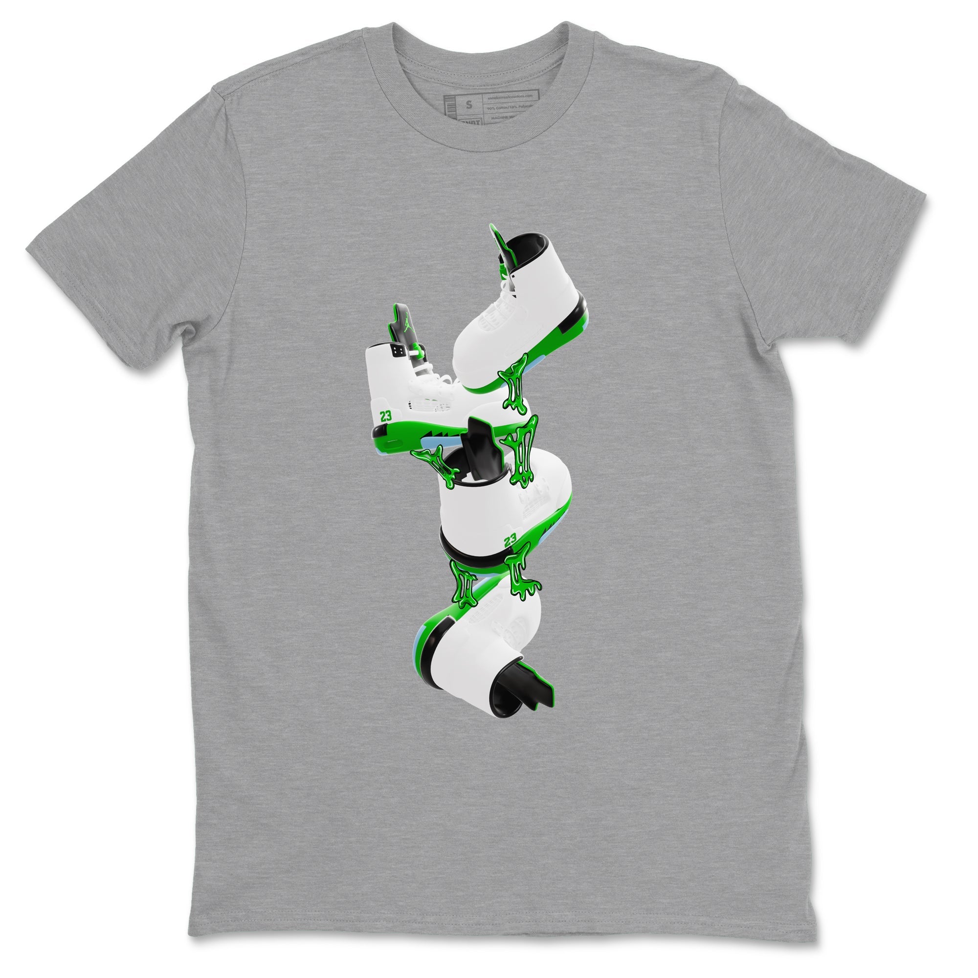 5s Lucky Green shirt to match jordans Gum Stuck On Shoes sneaker tees Air Jordan 5 Lucky Green SNRT Sneaker Release Tees Unisex Heather Grey 2 T-Shirt
