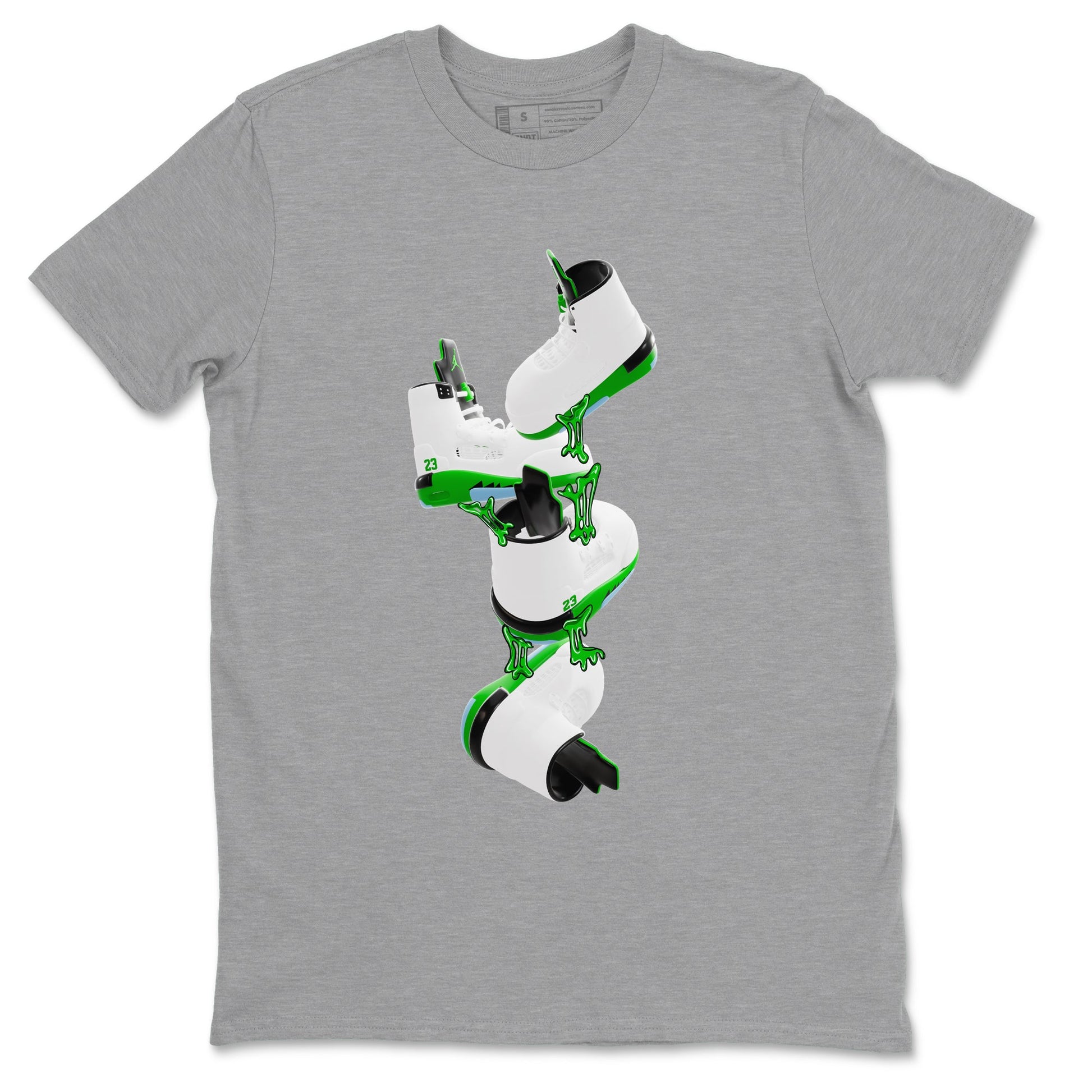 5s Lucky Green shirt to match jordans Gum Stuck On Shoes sneaker tees Air Jordan 5 Lucky Green SNRT Sneaker Release Tees Unisex Heather Grey 2 T-Shirt